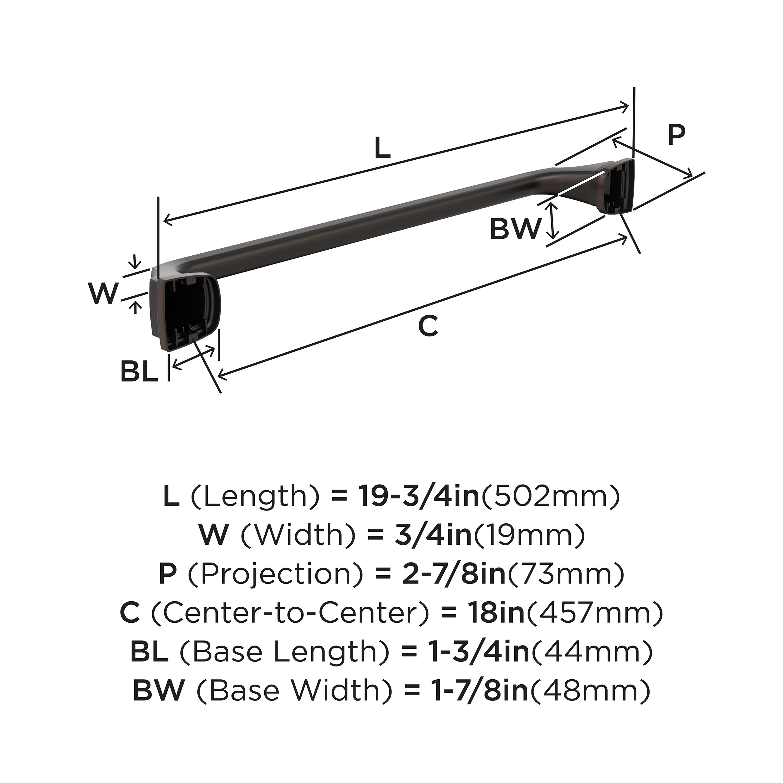 Oil-Rubbed Bronze 18-inch Wall Mounted Towel Bar