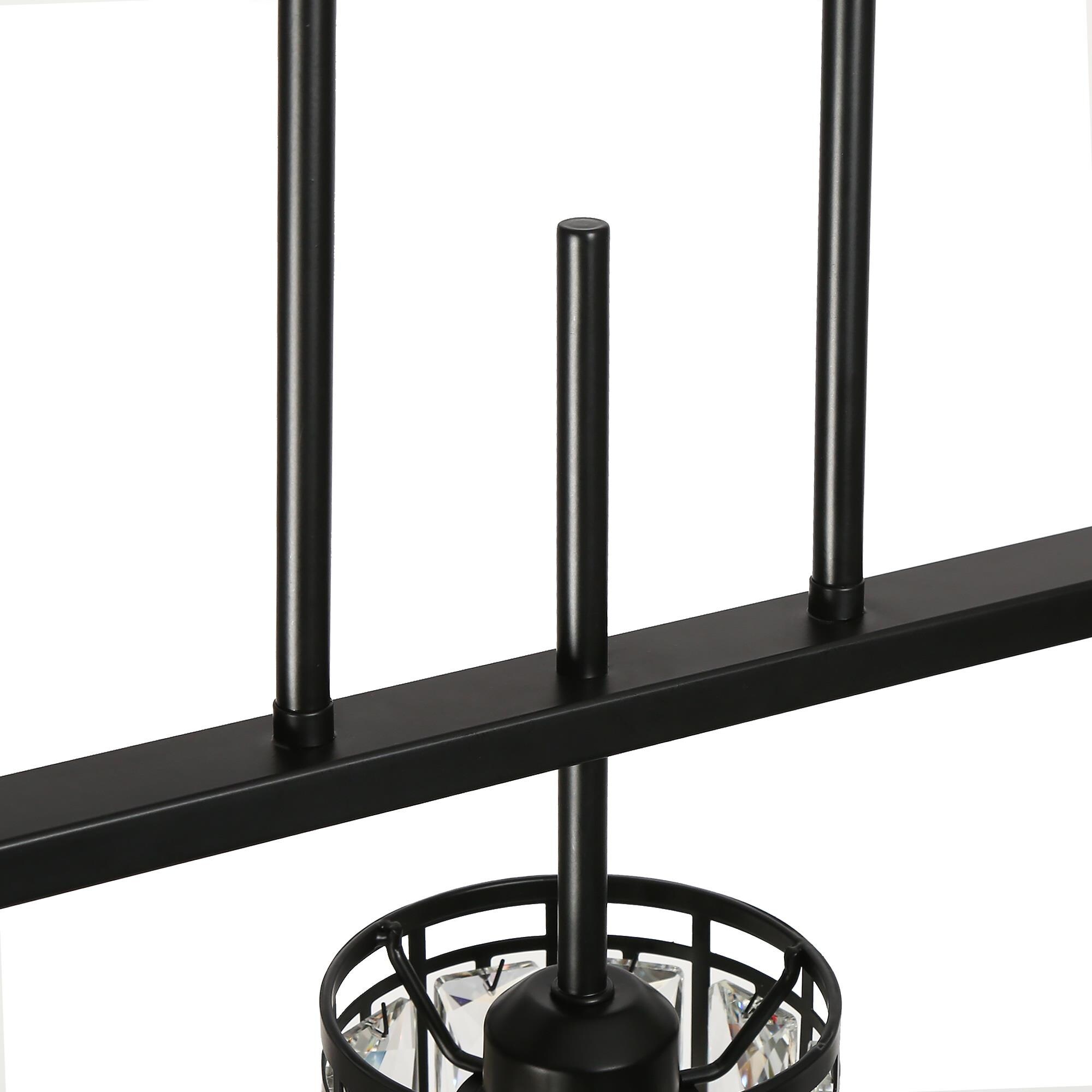 LNC Chispa 3-Light Matte Black and Crystal Glass Modern/Contemporary ...