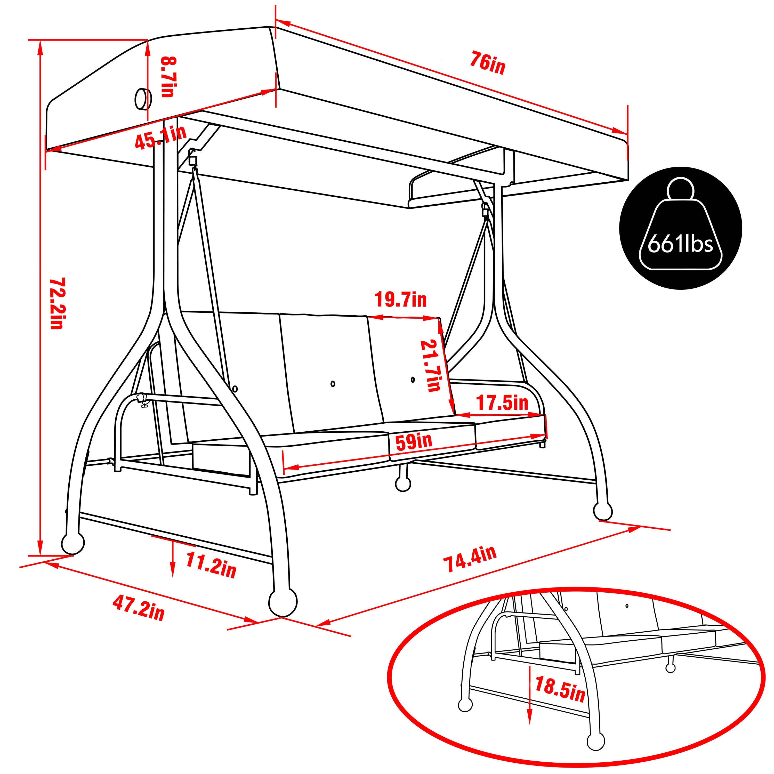 VEIKOUS PG0210-10-1 Swing-Gliders - View #2