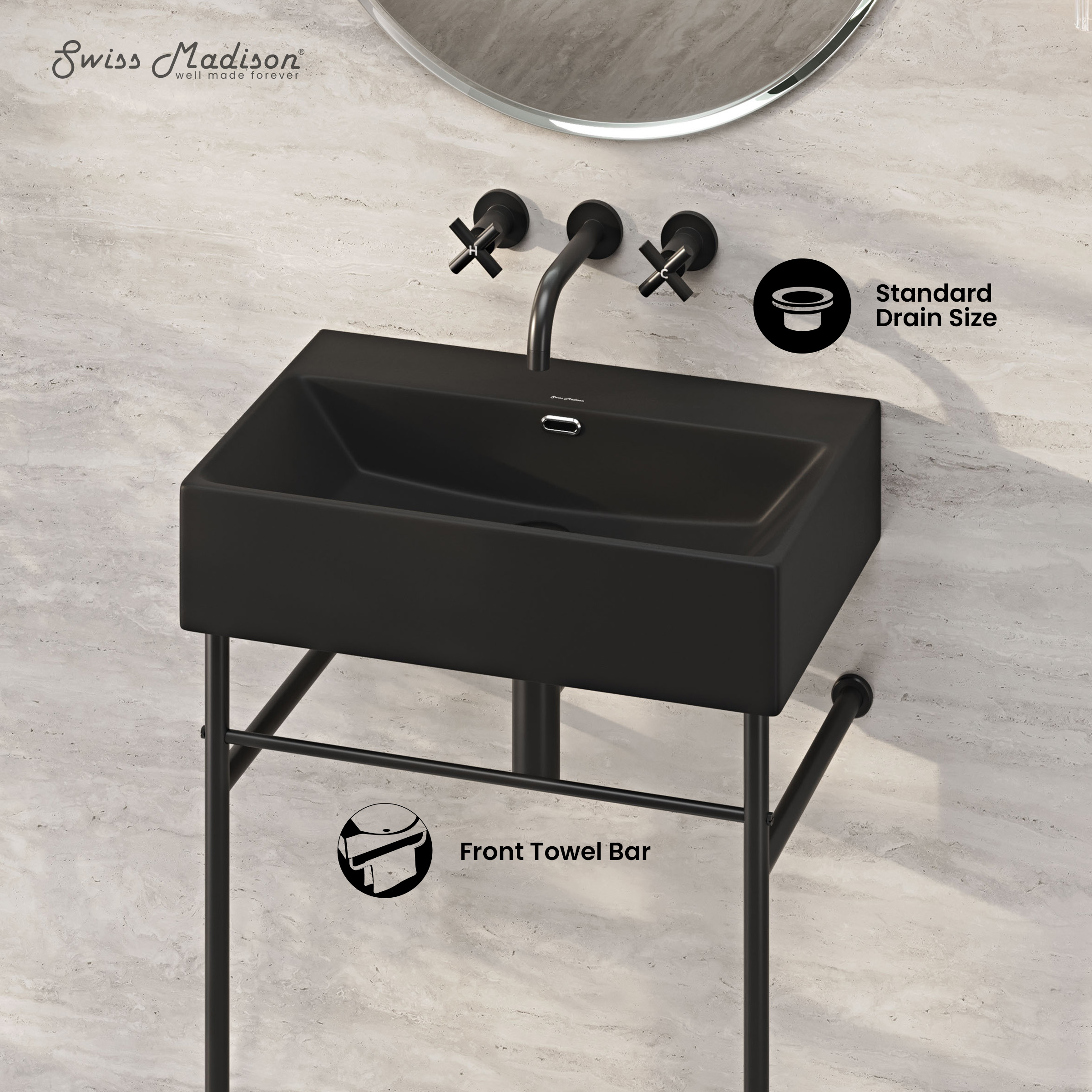 Swiss Madison SM-25-CSREI01MB-0MB Console-Sinks - View #3