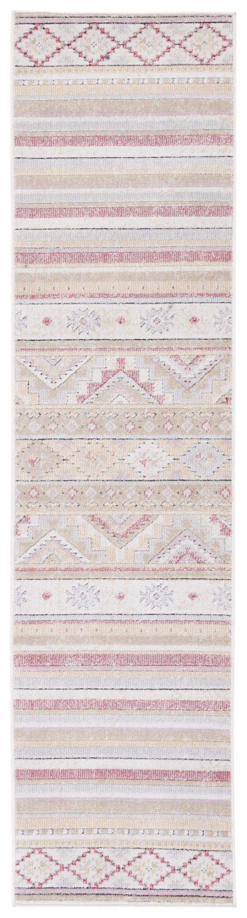 Ivory Beige Geometric Reversible Indoor/Outdoor Runner Rug