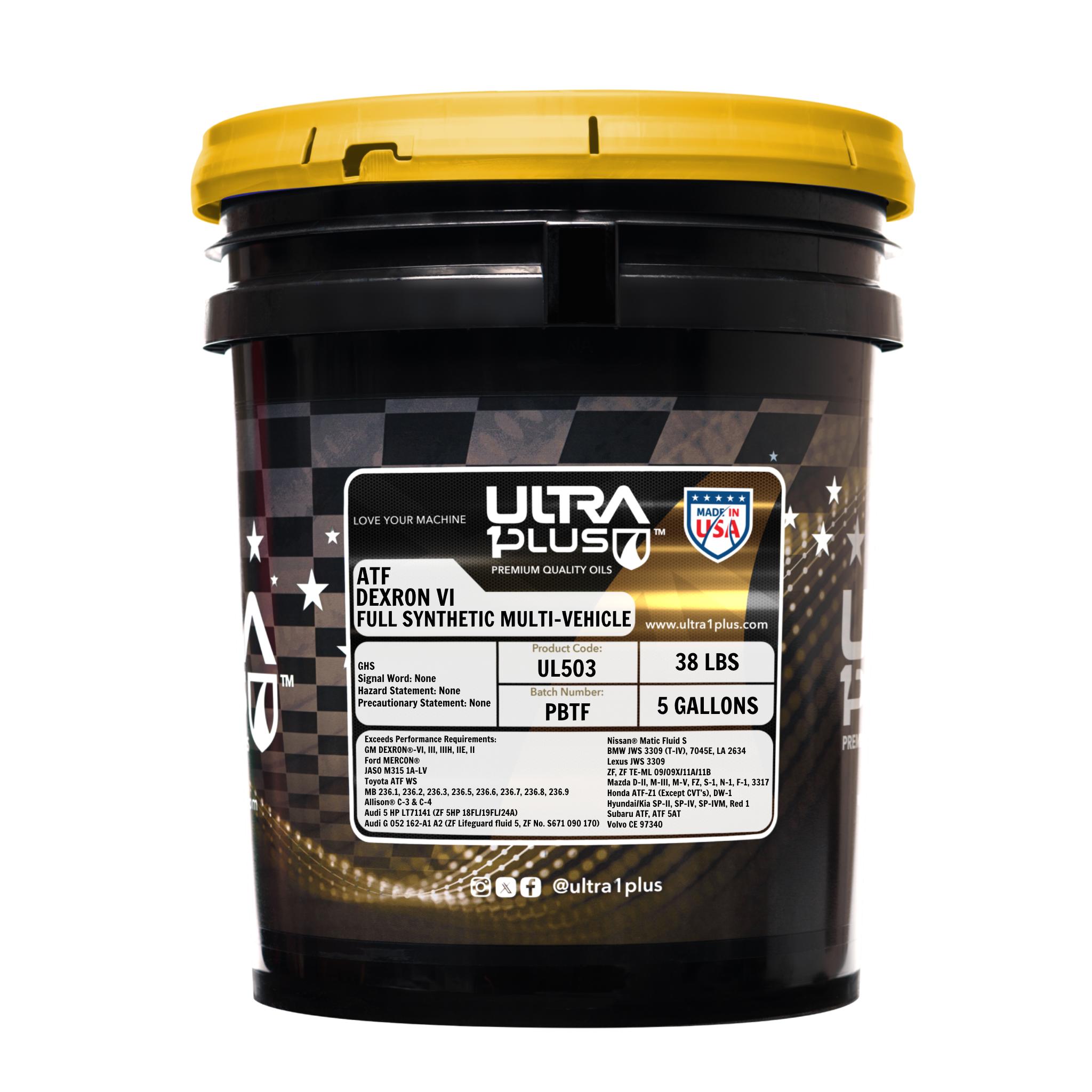 Ultra1Plus UFSDVIMVP  ATF Dexron VI Full Synthetic Transmission Fluid Multi-Vehicle 5 GAL PAIL