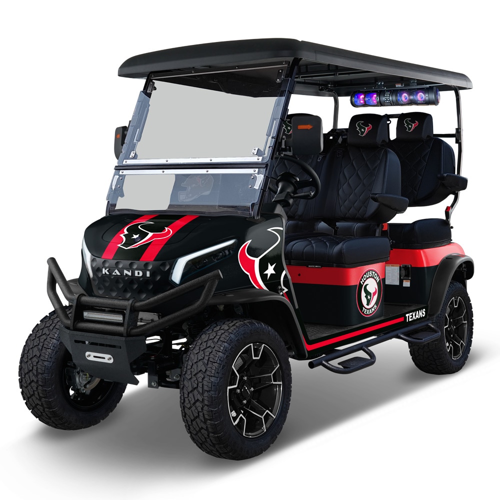 NFL Licensed 4 Seat Electric Golf Cart with Lithium Battery, Max Speed 15 MPH - Houston Texans in Blue | - KANDI NFL4PROF-L-HOU