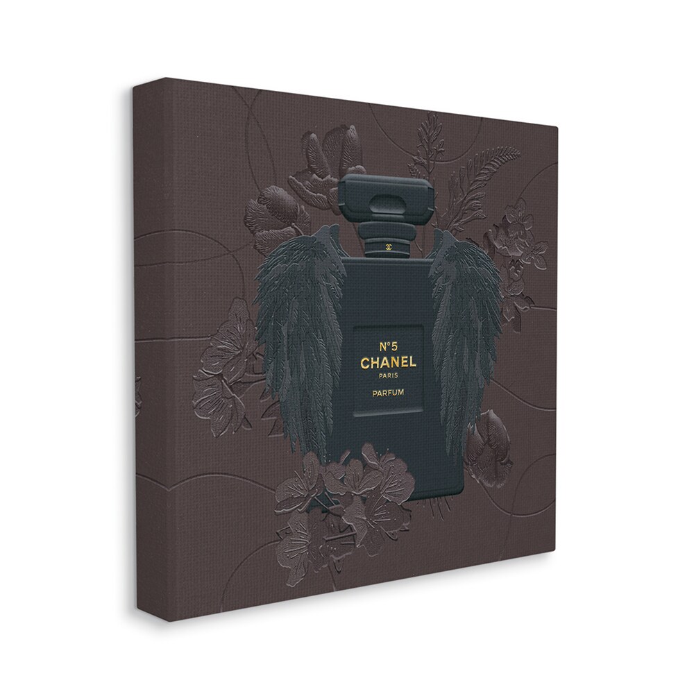 Stupell Industries AC-589-CN-36X36 Dark Elegant Fashion Perfume Bottle Purple Florals Ziwei Li Gallery Wrapped Canvas 36-in H x 36-in W Figurative Canvas Print