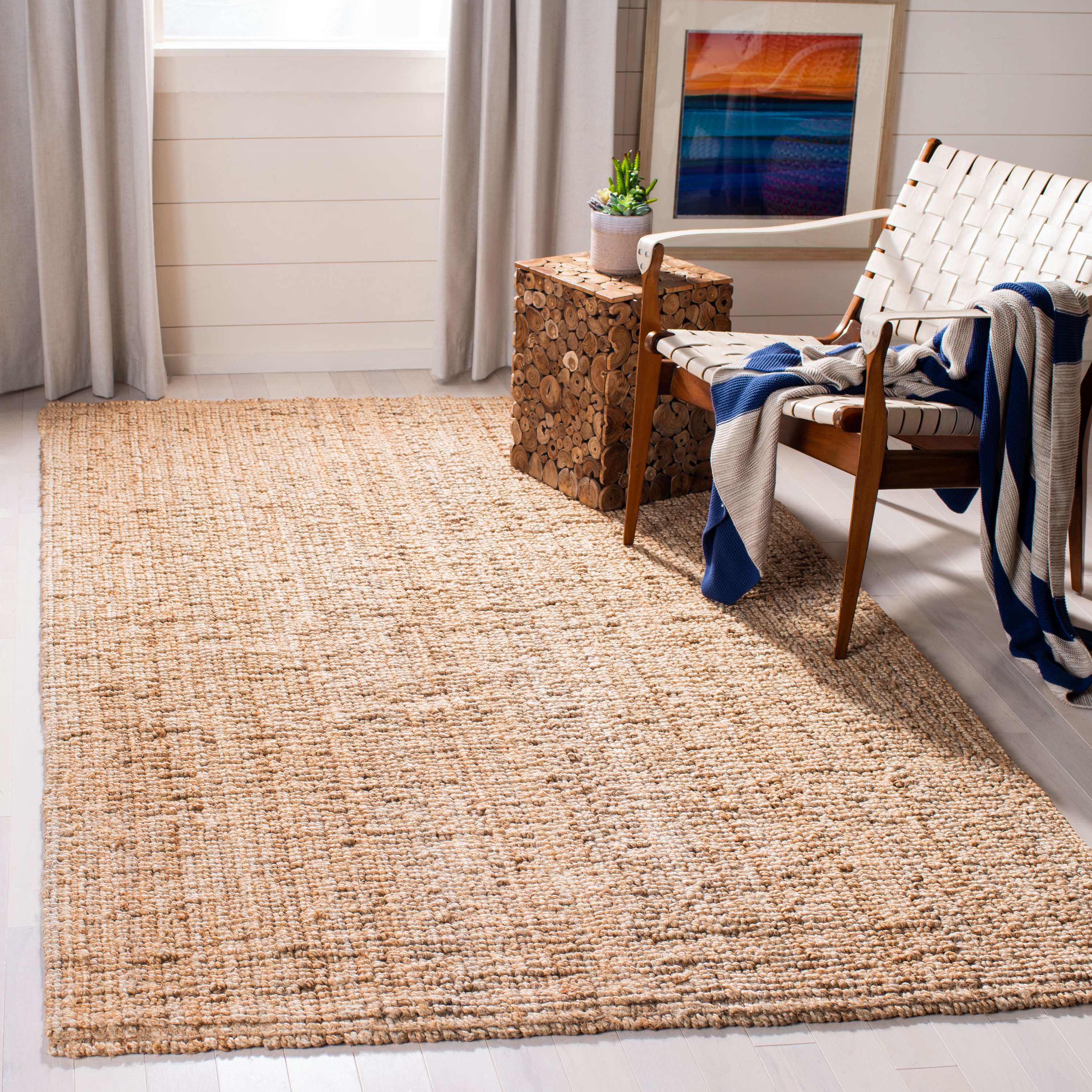 JONATHAN Y Natural Fiber 4 X 6 (ft) Jute Natural Indoor Solid  Bohemian/Eclectic Area Rug in the Rugs department at