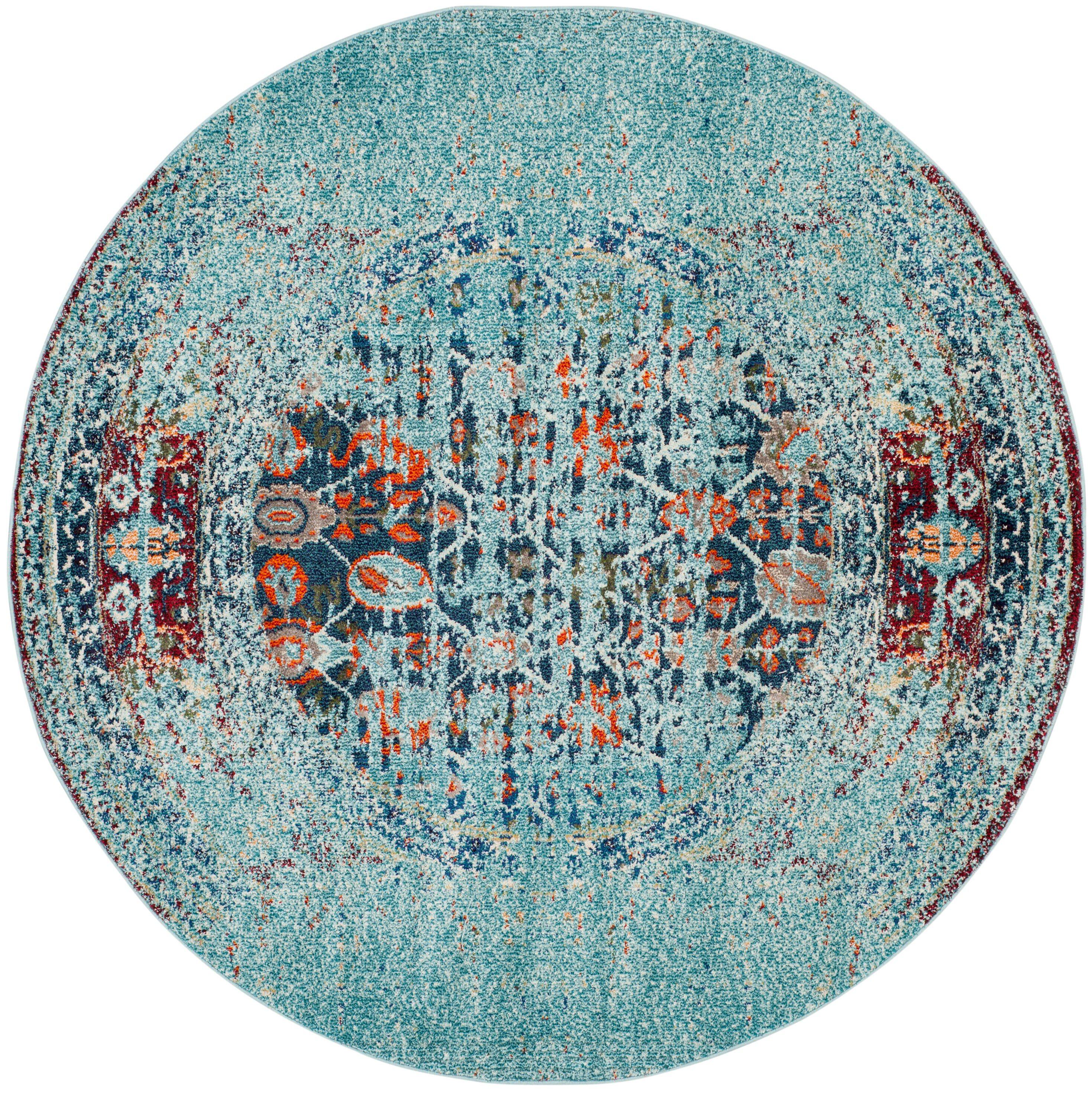 Safavieh MNC208J-9R Monaco Winfrid 9 x 9 (ft) Loomed Polypropylene Blue/Multi Round Indoor Abstract Bohemian/Eclectic Area rug