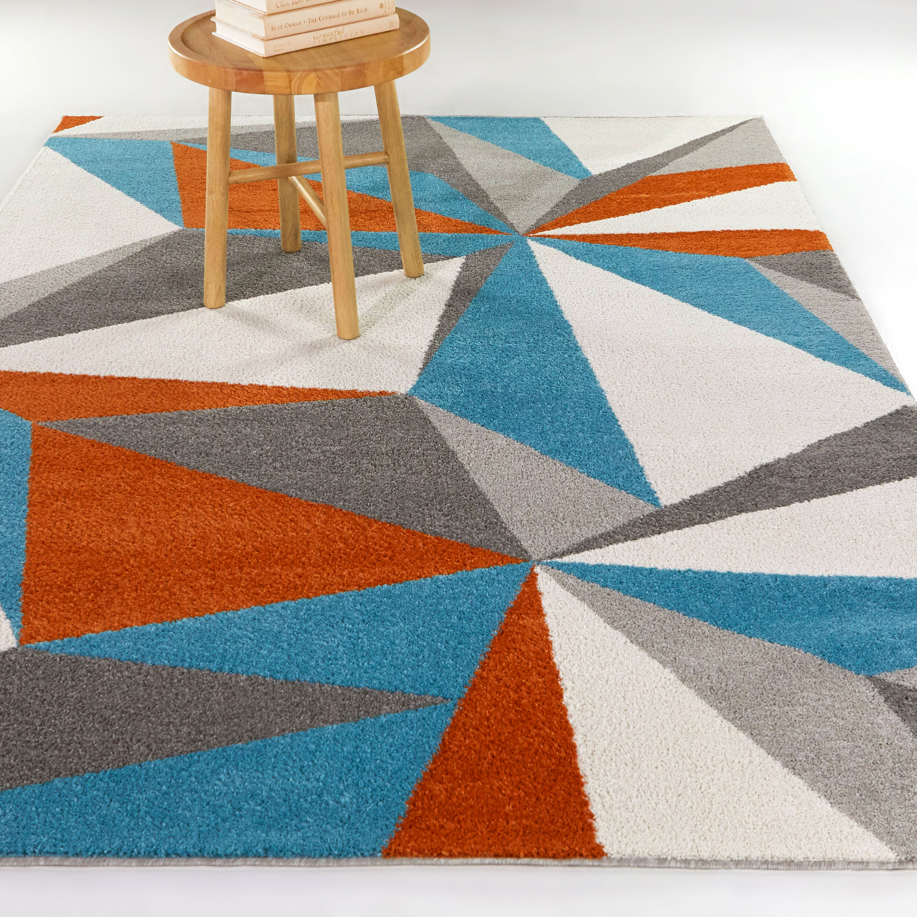 Balta 3111726 Jayce 5 x 7 (ft) Loomed Polypropylene Orange Rectangular Indoor Geometric Bohemian/Eclectic Area rug