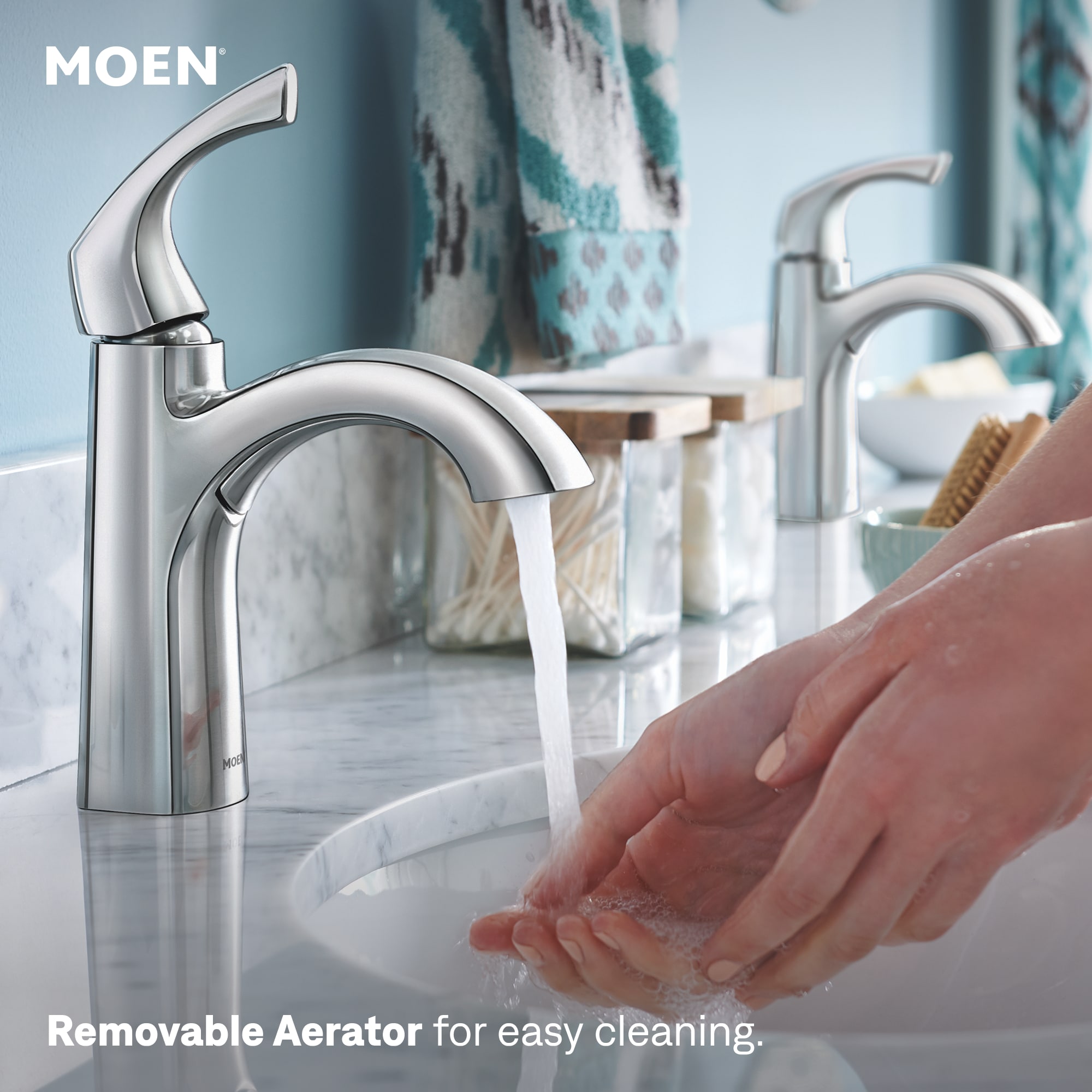 Moen Lindor Chrome Single Hole 1-Handle WaterSense Bathroom Sink