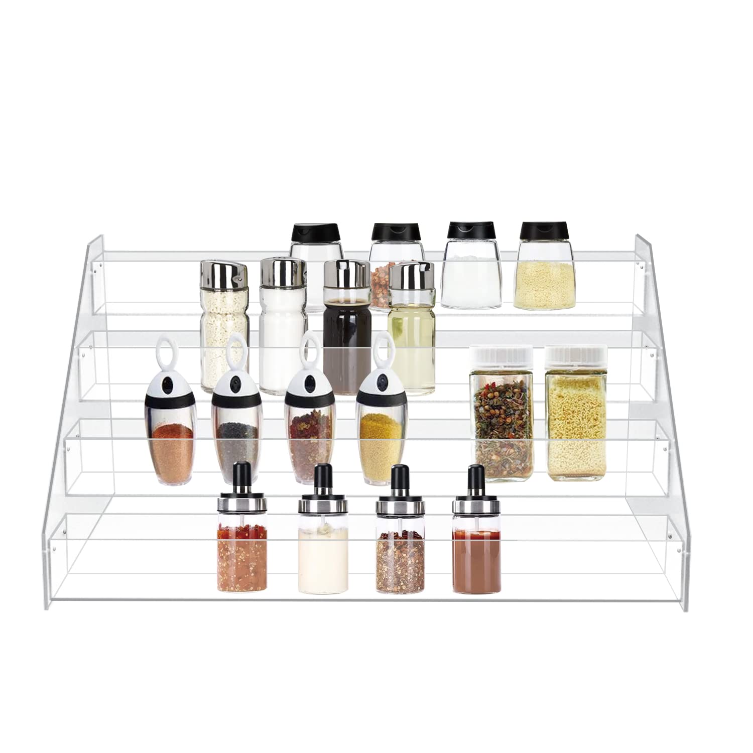 Yichuhaoxi  Tiered Spice Rack Organizer for Cabinet Acrylic Tiered Shelf Can Storage for Kitchen Pantry Countertop durable home and garden