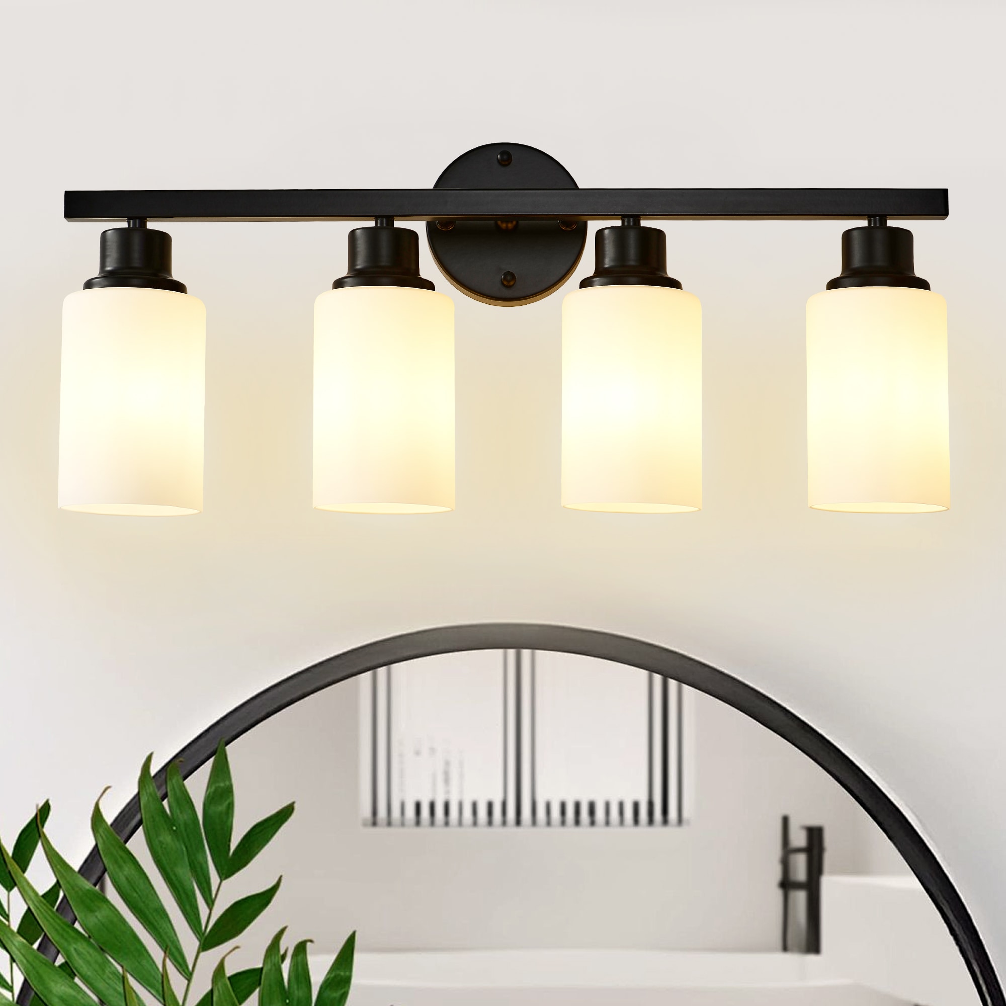 Belffin 4 light matte black wall sconces with white glass shades no bulbs included wall lamp for bedroom living room