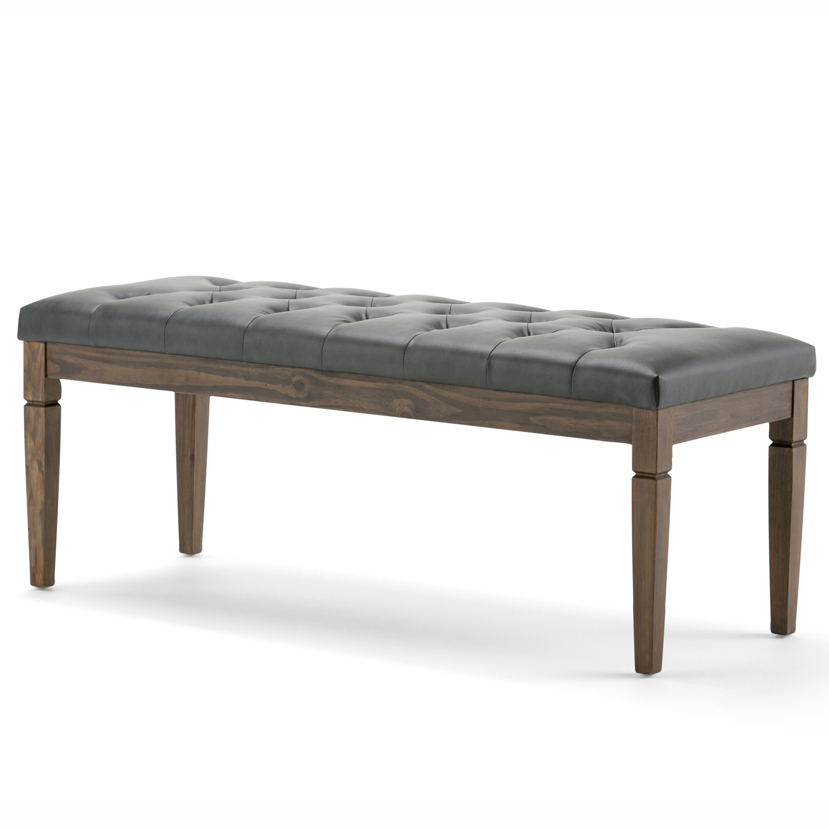 Simpli Home 3AXCOT-250-SG Waverly Old World/Vintage Slate Grey Faux Leather Storage Ottoman
