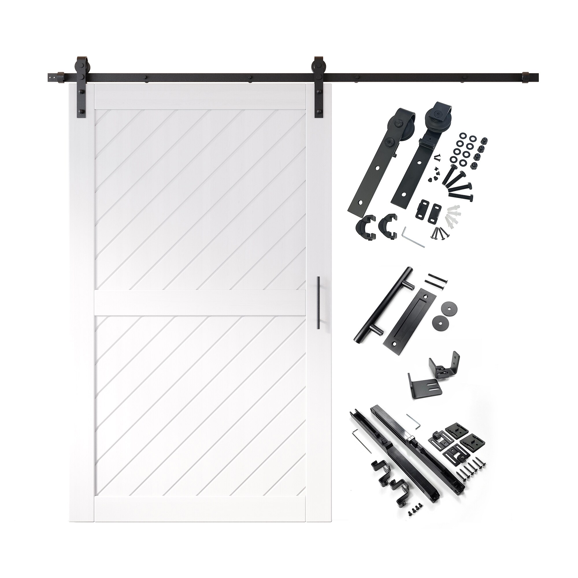 HOMACER YT1H108C-XT1-5080-WH 50-in x 80-in White Prefinished Non-standard Pine Wood Solid core Single Barn Door (Hardware Included)