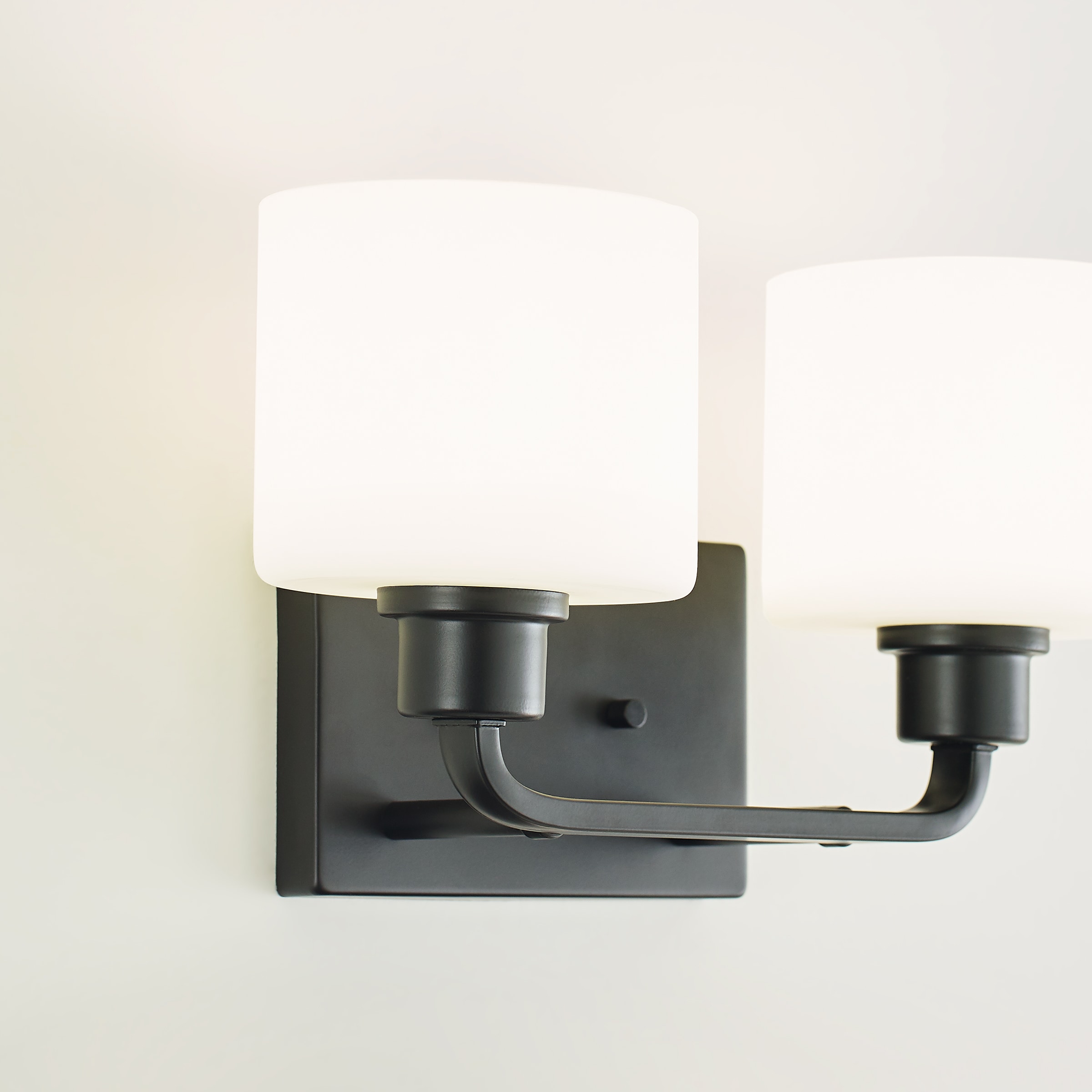 Midnight Black 2-Light Vanity Fixture with Etched Glass Shades