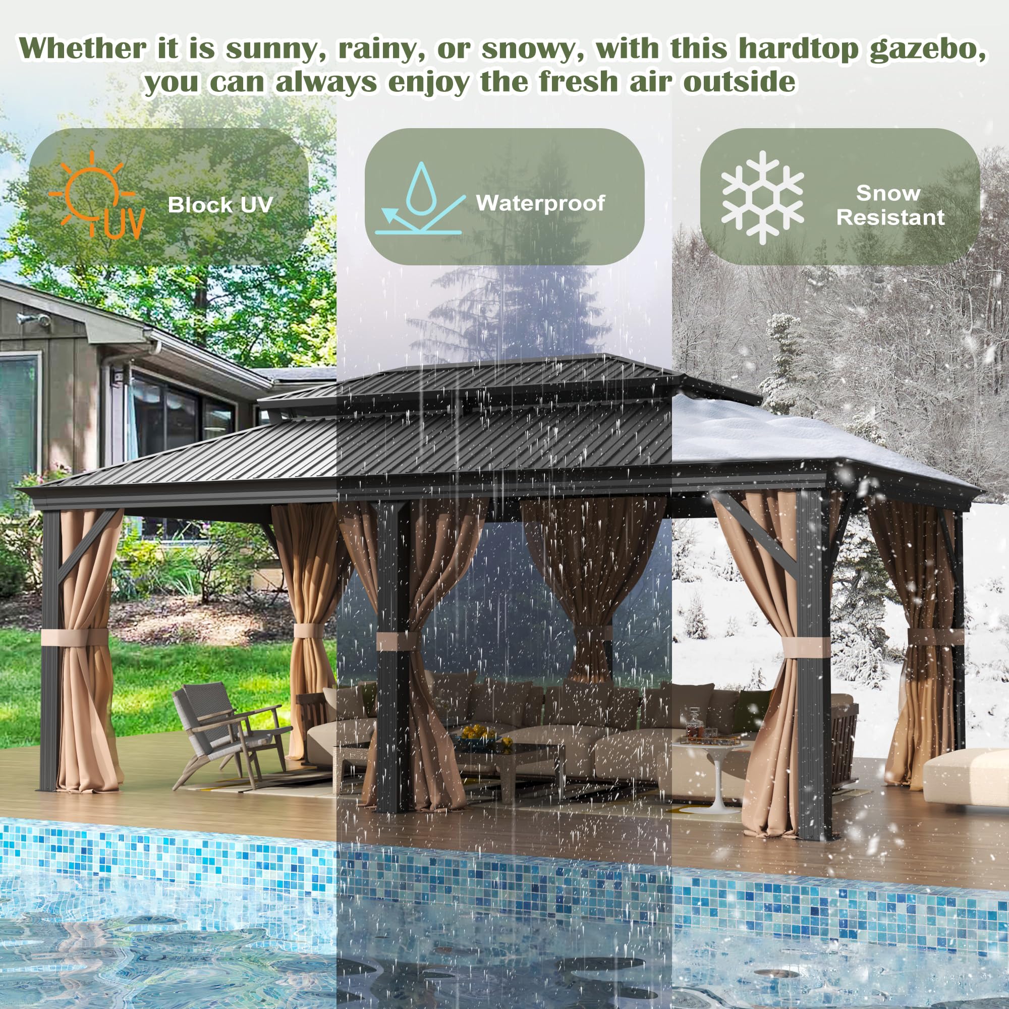 AURA OUTDOOR OAGB-1220 Wood-Resin-Gazebos - View #3