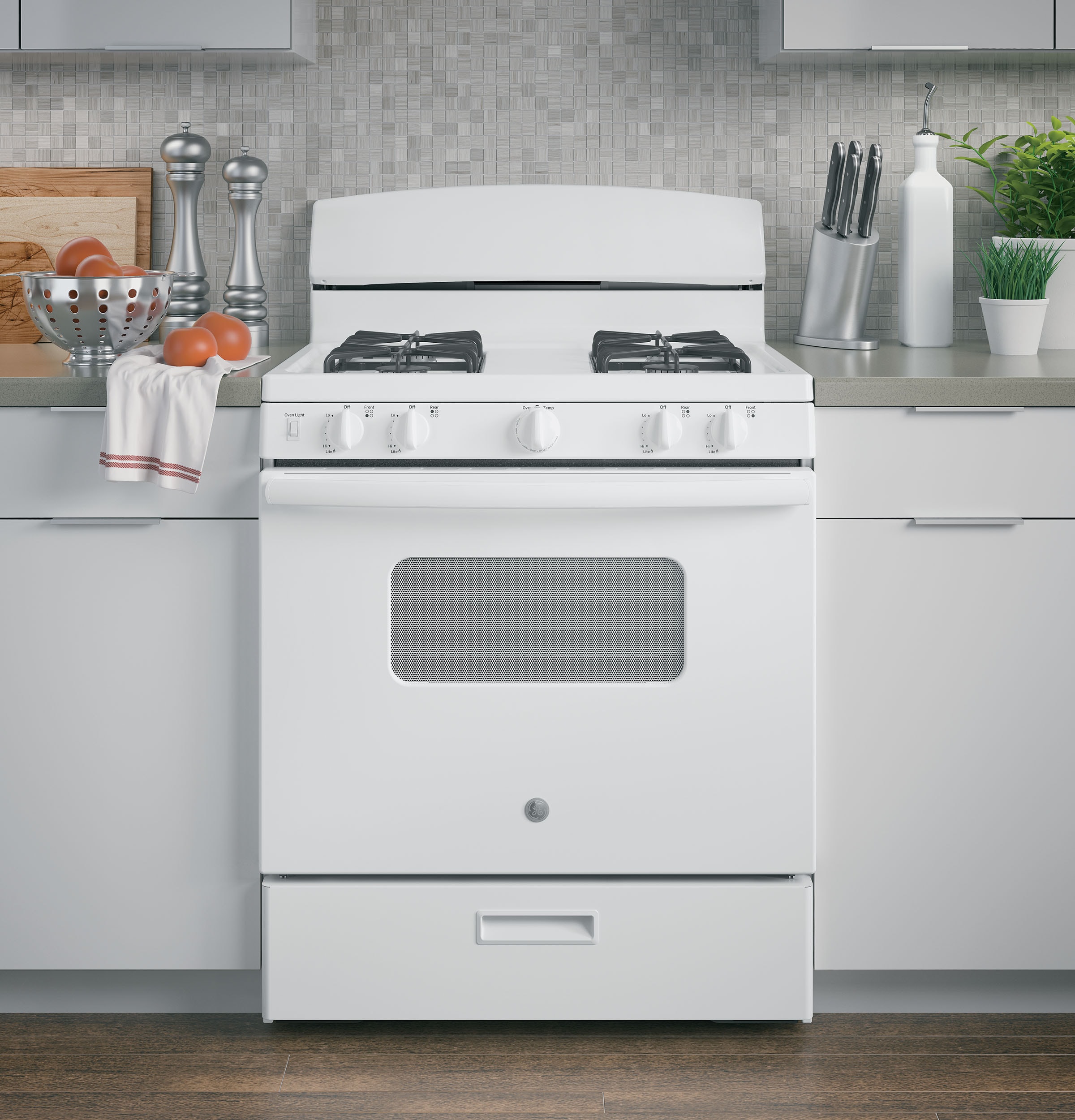 30" White Freestanding Gas Range with 4.8 cu. ft. Oven