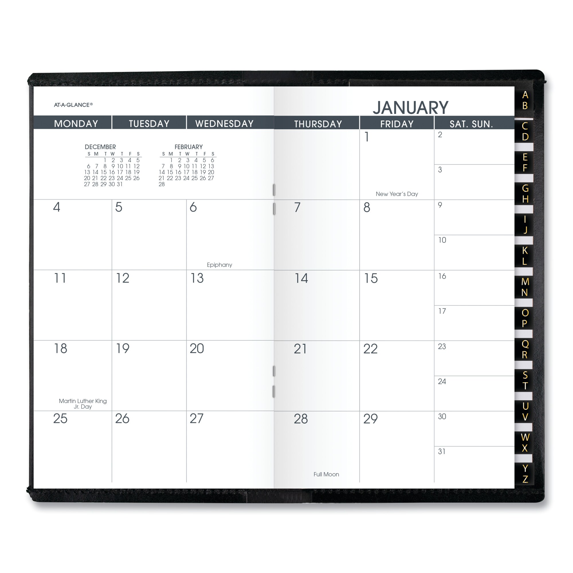 ATAGLANCE PocketSize Monthly Planner, 6 x 3.5, Black Cover, 13Month