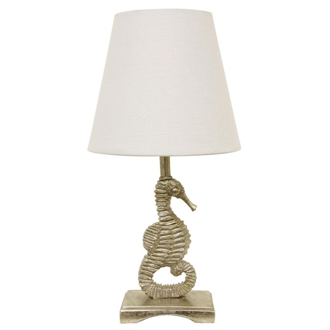 Decor Therapy 16-in Silver Leaf Table Lamp with Linen Shade