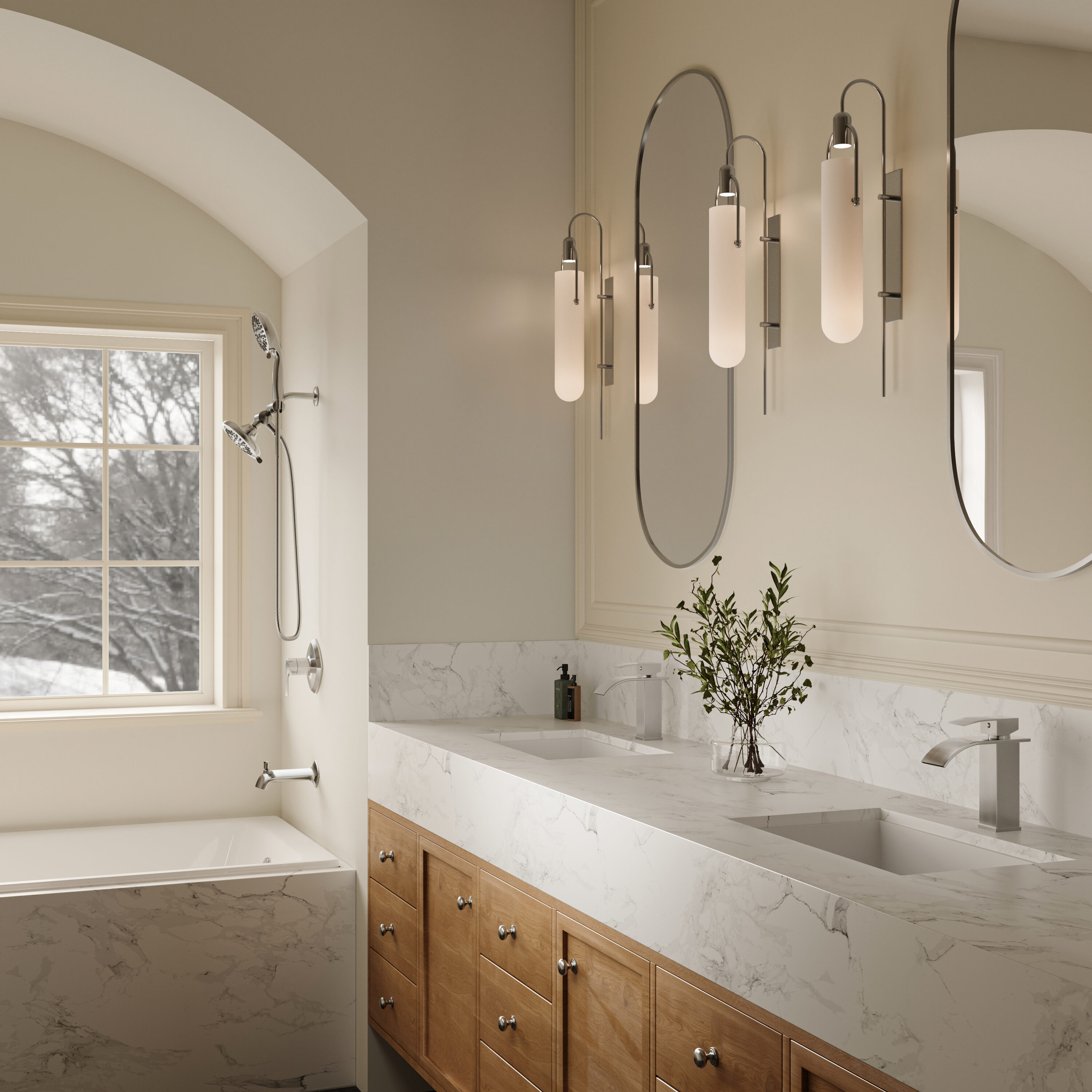 BWE Brushed Nickel Single Hole 1-Handle Bathroom Sink Faucet with