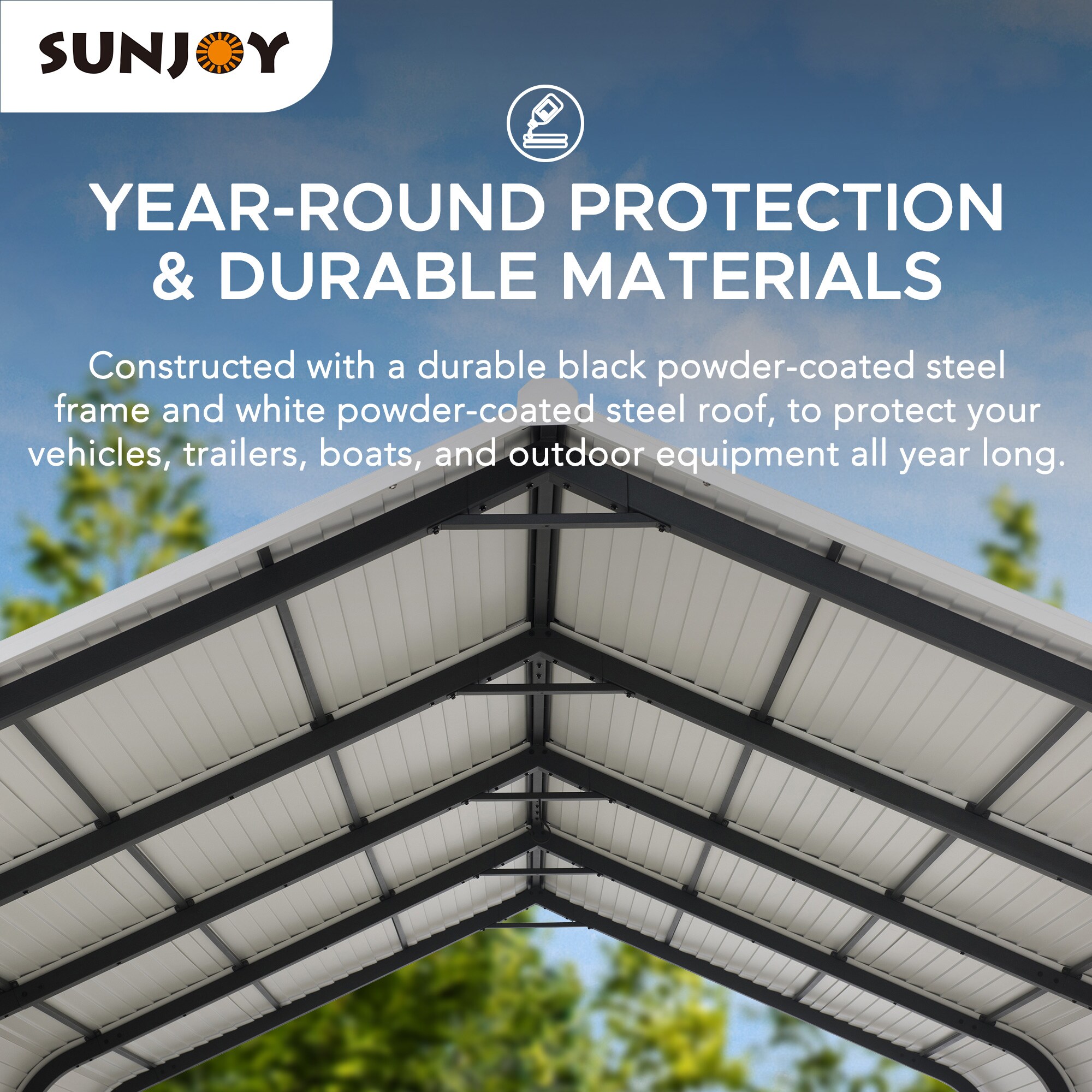 White 12' x 20' Heavy Duty Metal Carport Kit