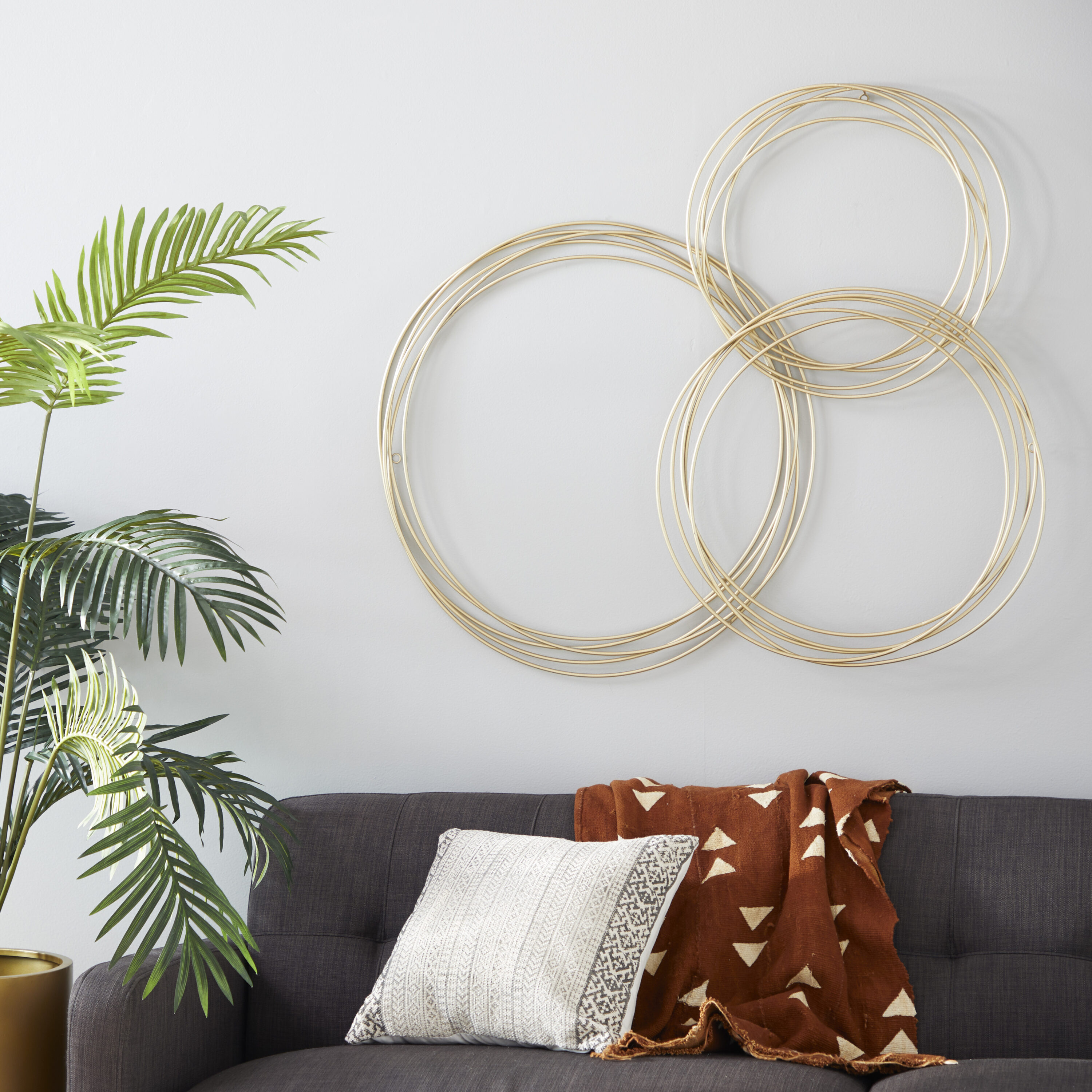 Grayson Lane 54666 3-Inches W x 44.00-Inches H Metal Overlapping Ring Abstract Wall sculpture
