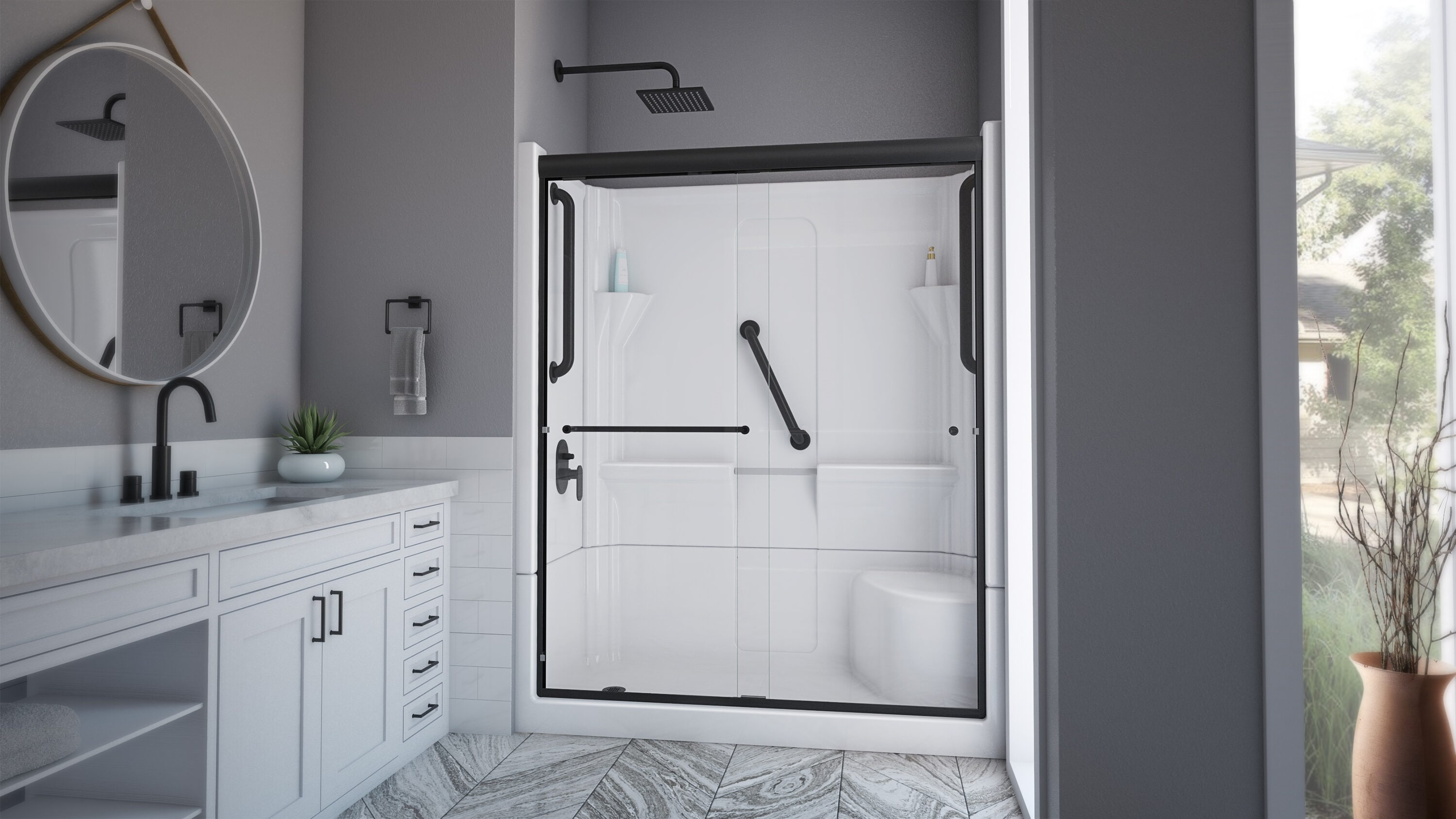 Laurel Mountain 6030SH1S4PSRWM1 Alcove-Shower-Kit - View #9