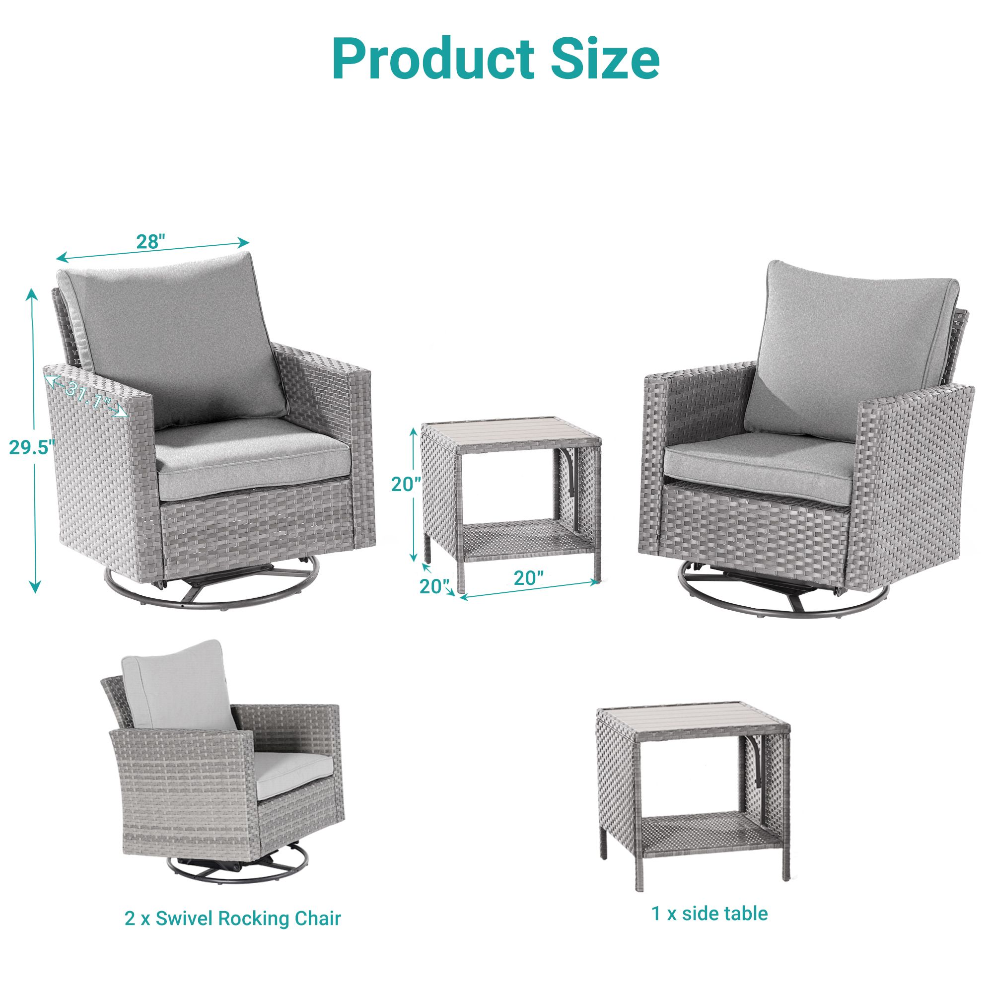 ACEGOSES LW-2R-HLY-T3 Patio-Conversation-Sets - View #7