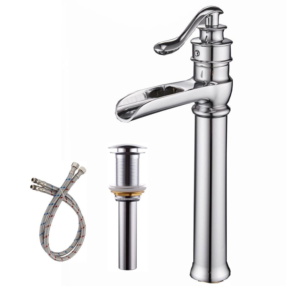 KINWELL A-96135H-C-2 Chrome 4-in centerset 1-handle Commercial/Residential Handle Bathroom Sink Faucet with Drain