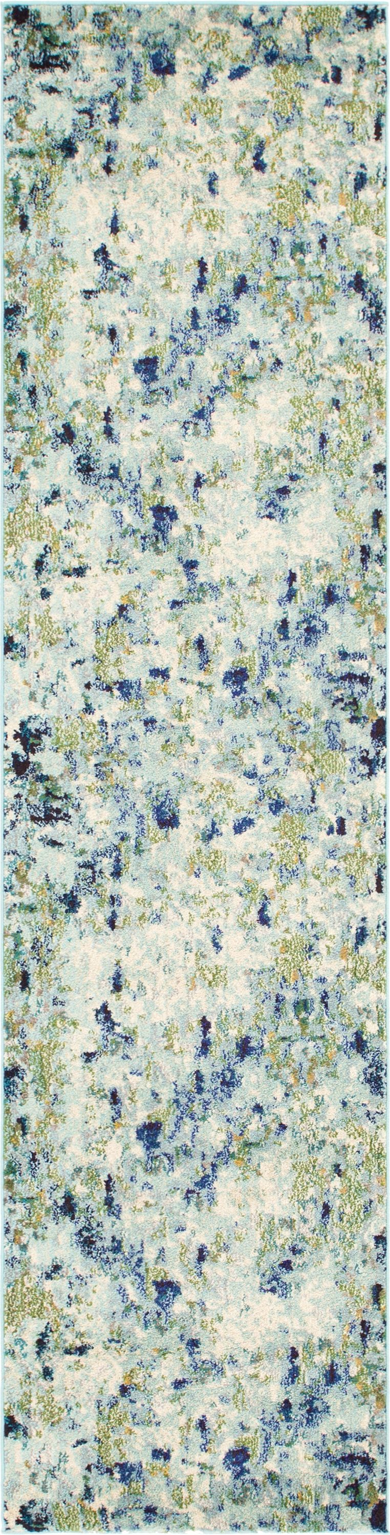 Unique Loom 3142232 Champagne Chromatic 3 x 10 (ft) Loomed Polypropylene Light Blue/Ivory Rectangular Indoor Abstract Bohemian/Eclectic Runner rug