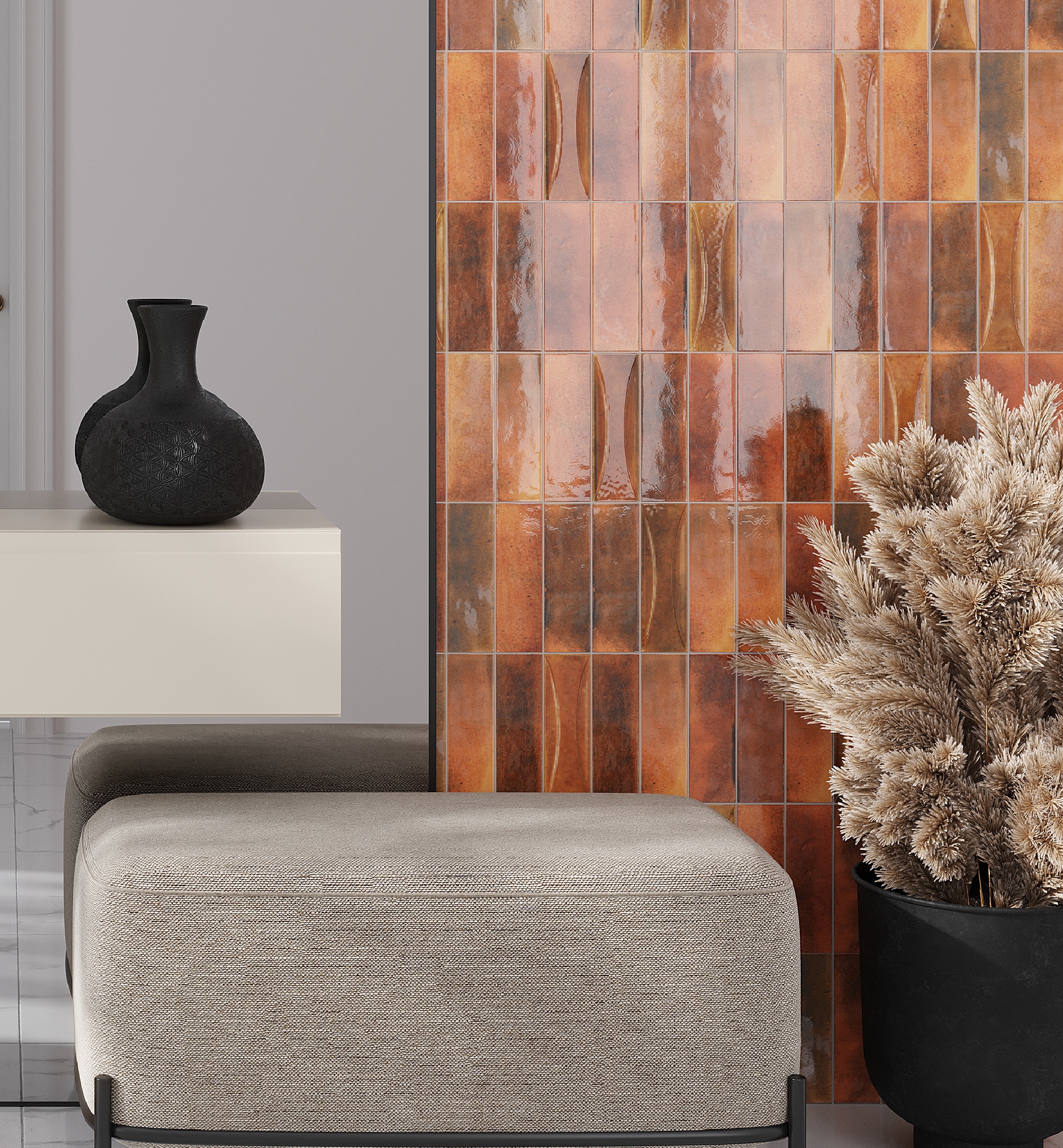 Antiek 3" x 8" Glossy Red Ceramic Subway Tile