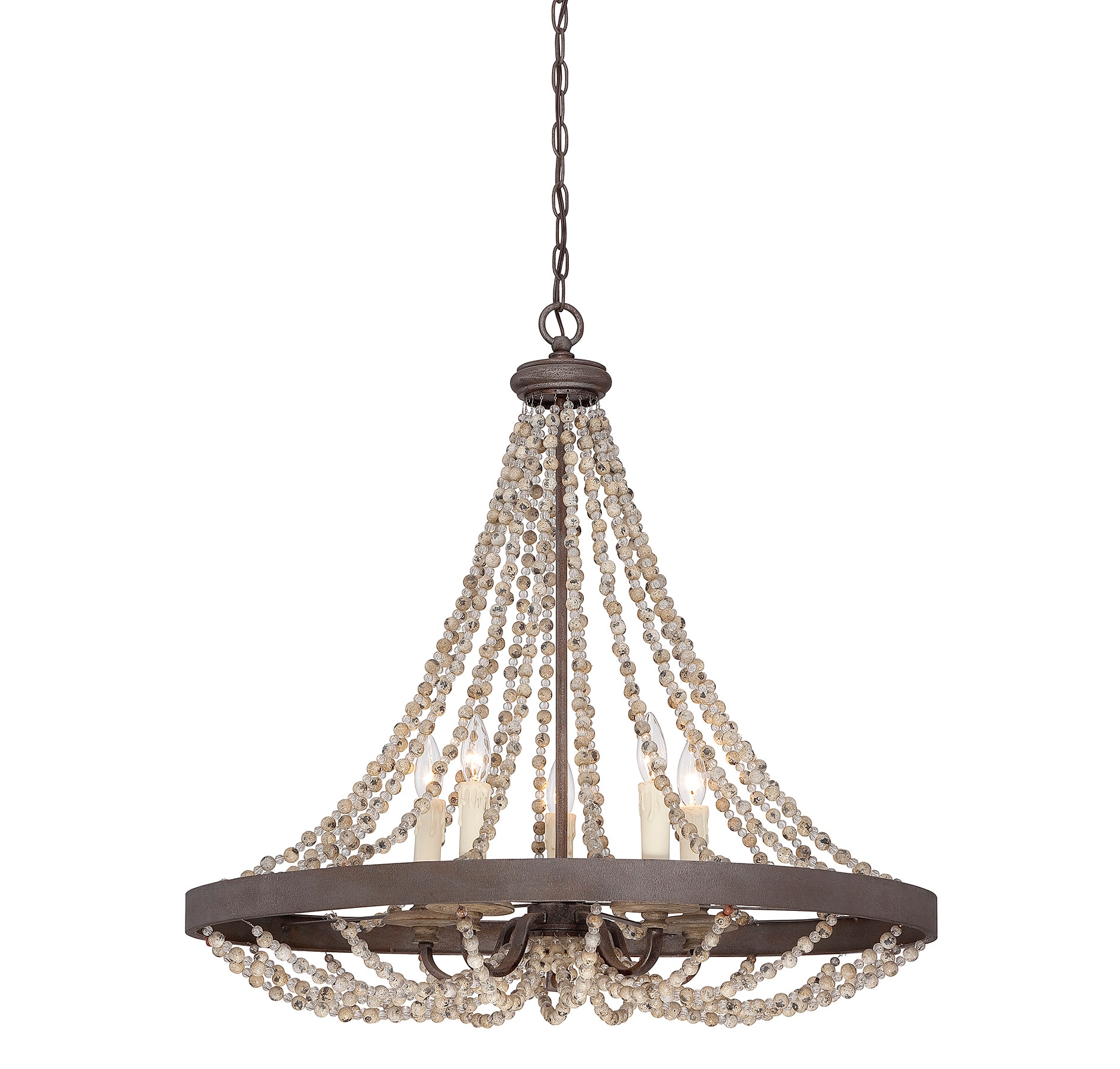 Mallory Rustic Elegance 5-Light Pendant with Fossil Stone Finish