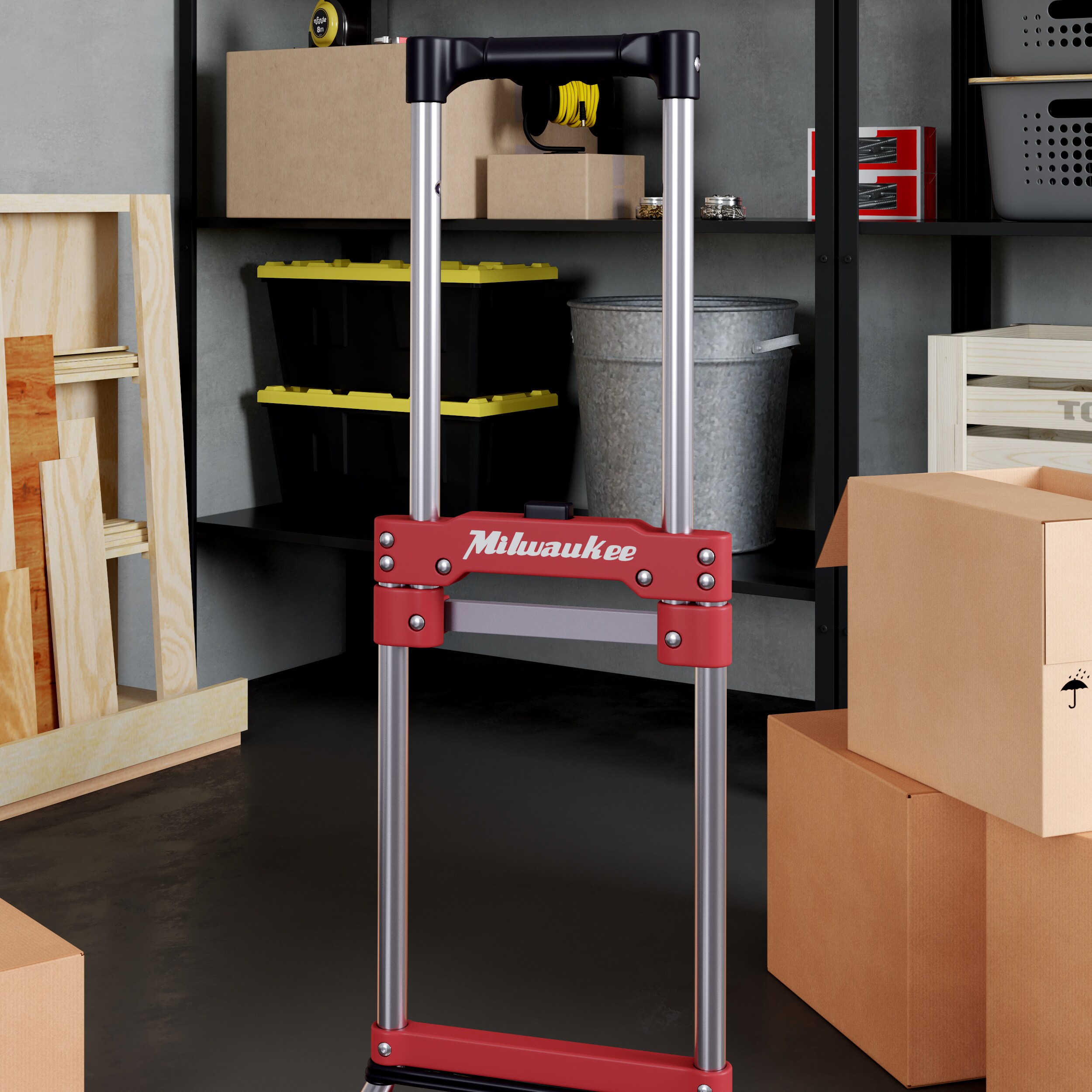 Milwaukee 150-lb Capacity 2-Wheel Red Steel Folding Hand Truck