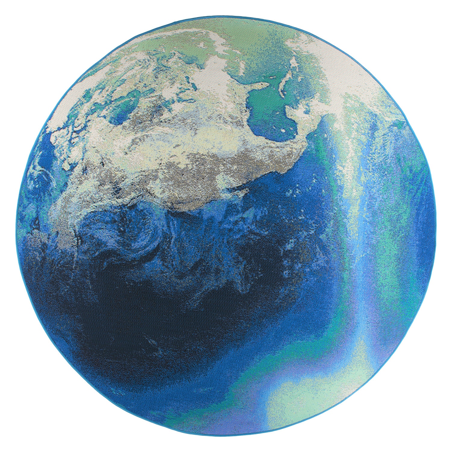 World Rug Gallery 435BLUE6RND 6 x 6 (ft) Loomed Polyester Blue Round Indoor/Outdoor Abstract Global Area rug