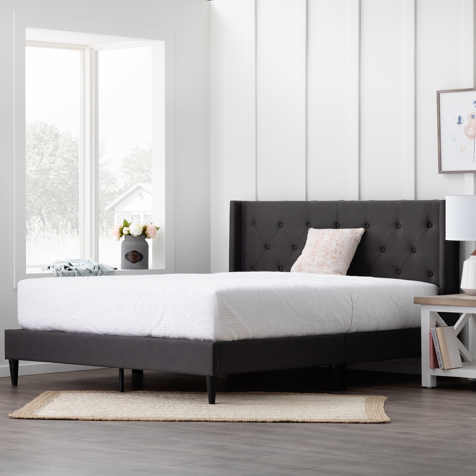 Brookside Isabelle Charcoal Twin Extra Long Composite Upholstered Bed ...