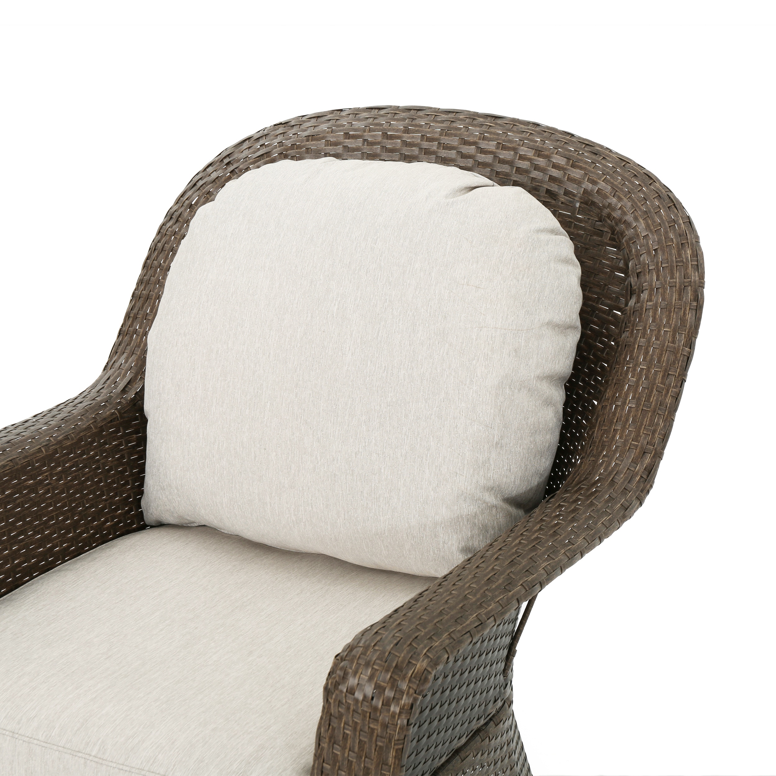 Linsten Brown Wicker Swivel Club Chairs with Gray Cushions, Set of 2