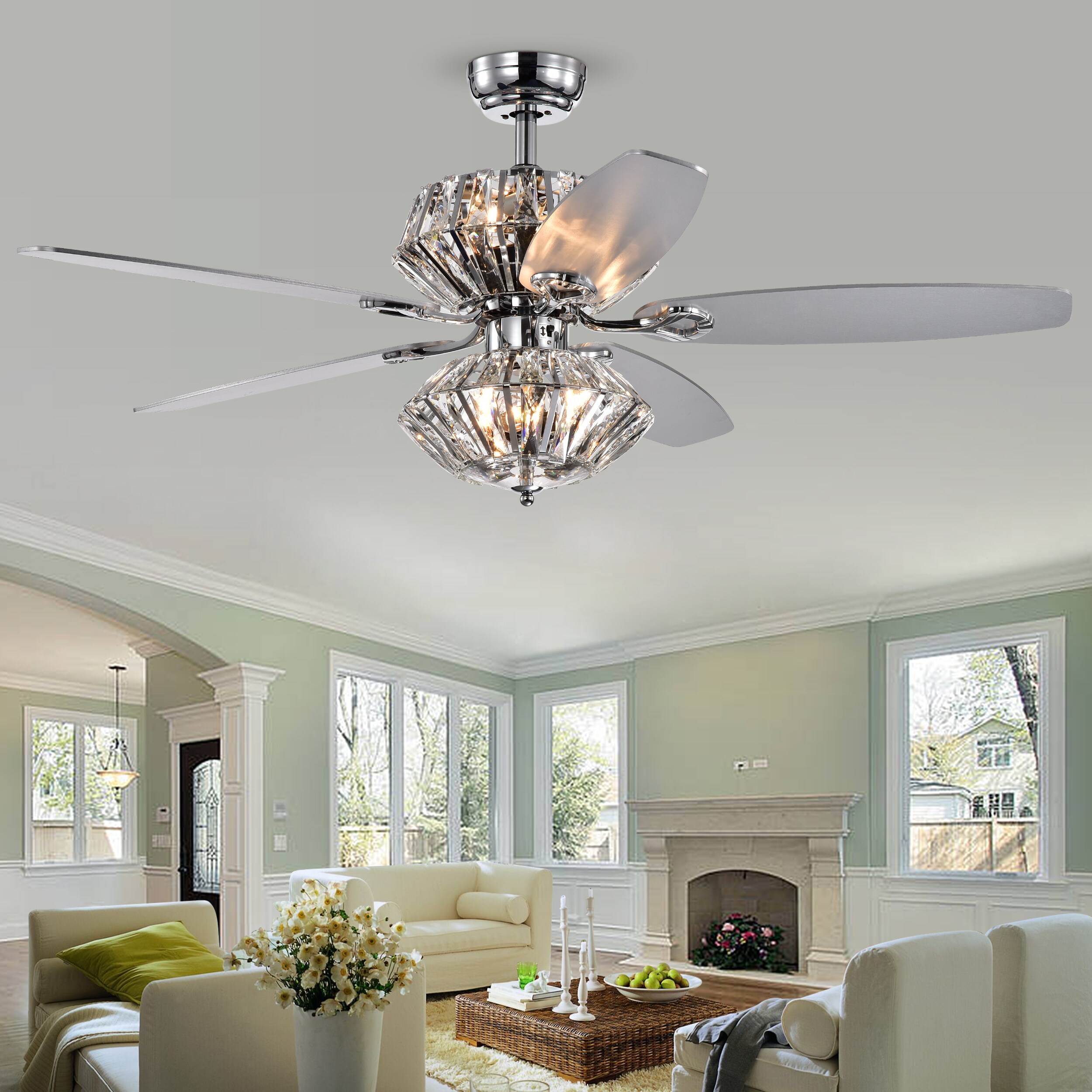 Home Accessories Inc 52-in Chrome Indoor Ceiling Fan with Light Remote ...