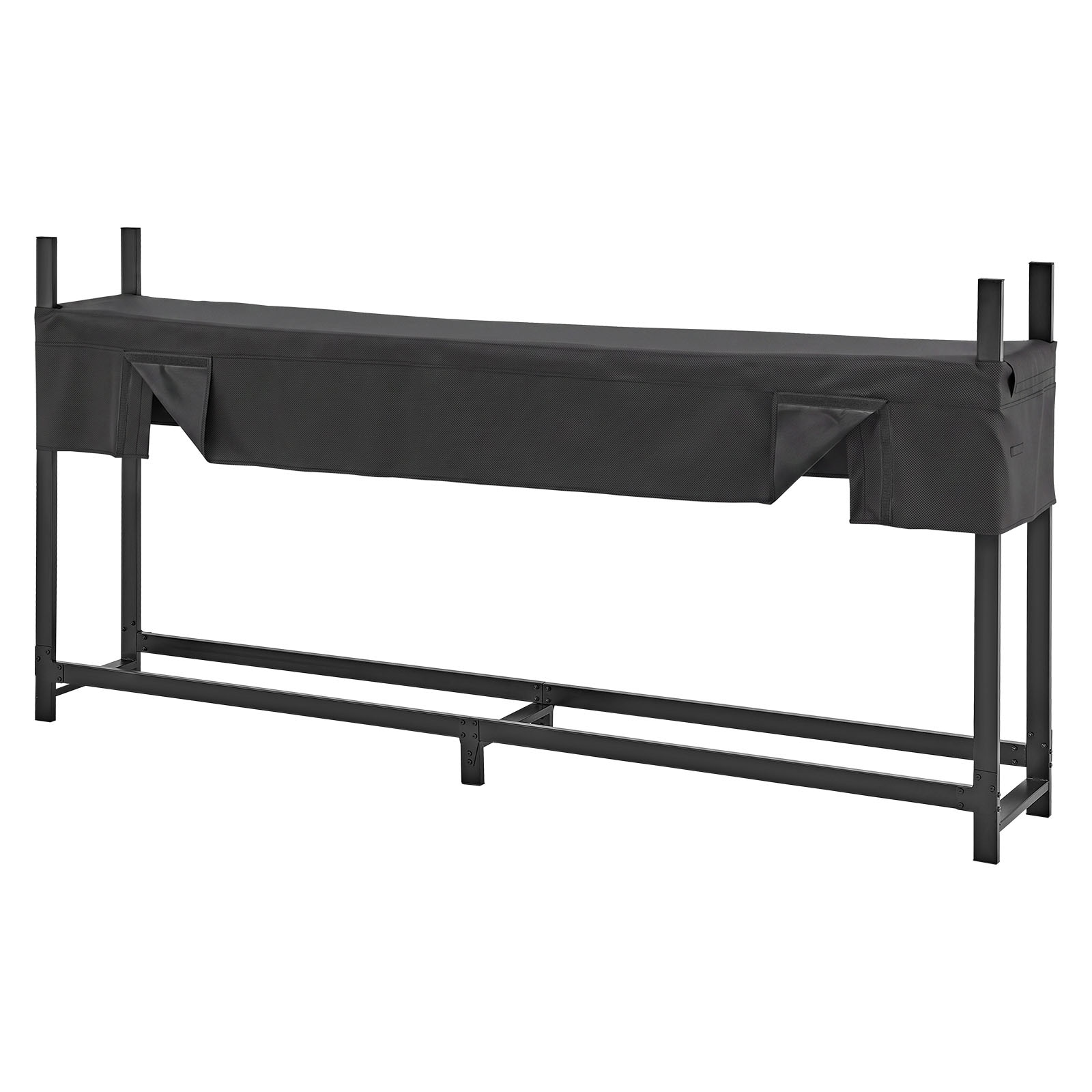VEVOR Firewood Rack with Waterproof Cover 8ft 1/2 Cord Outdoor Wood Storage for Fireplace Patio Deck 2400 lbs Load Capacity Heavy Duty Fire Log Holder Stacker Stand Metal Wood Pile Organizer Black