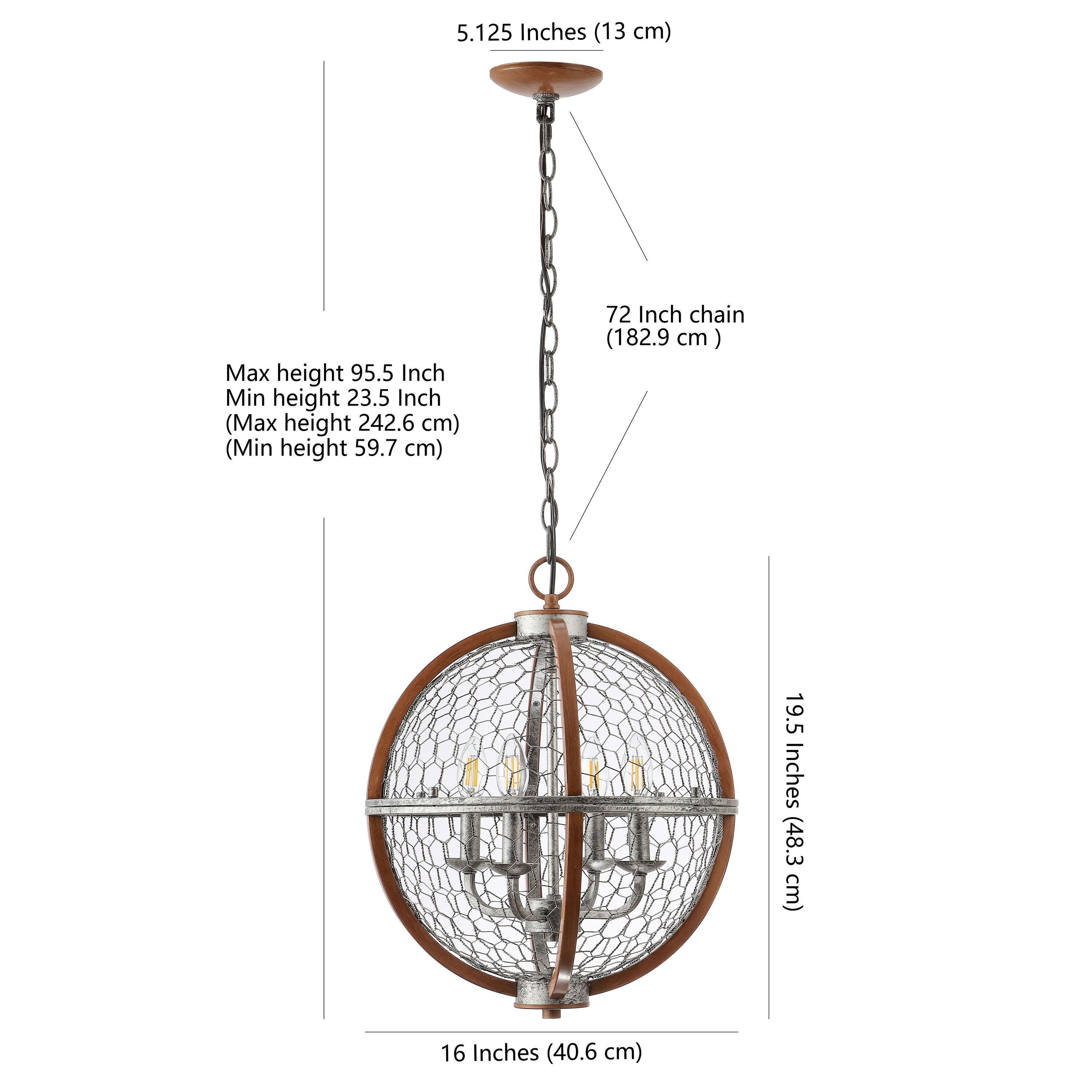 Rustic Silver and Brown Round LED Pendant Light