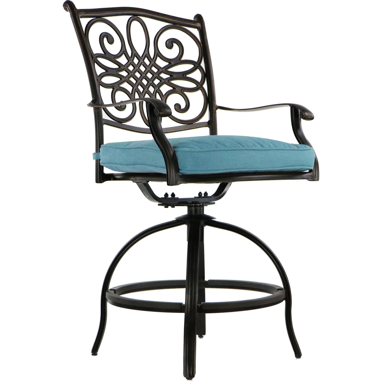 Hanover Blue 5-Piece High-Dining Set with Swivel Chairs and Cast-Top Table