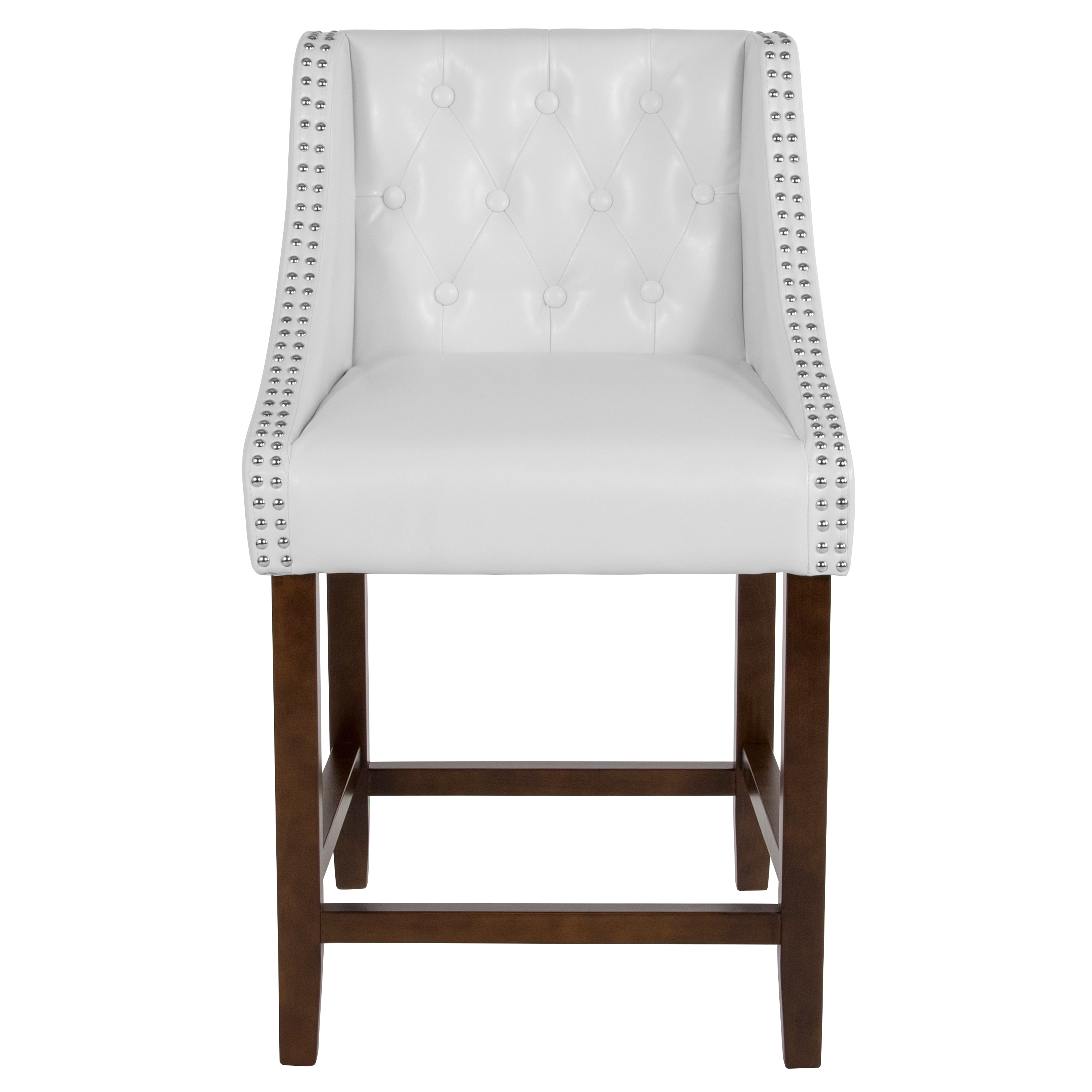Walnut Wood and White Leather Swivel Saddle Stool, 32"