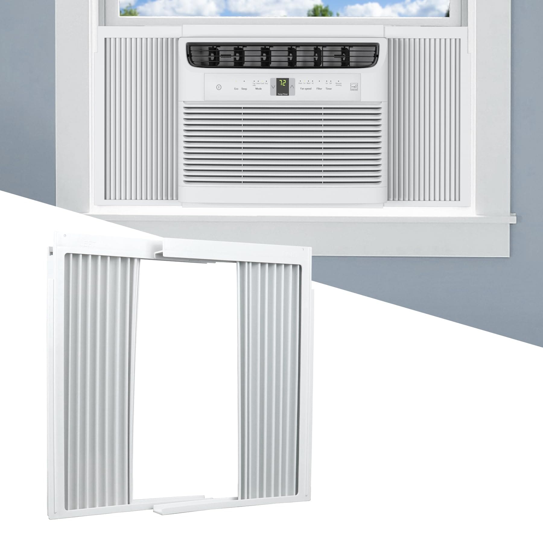 Anqtovp Window AC Side Panel with Frame Set Accordion Filler Curtain ...