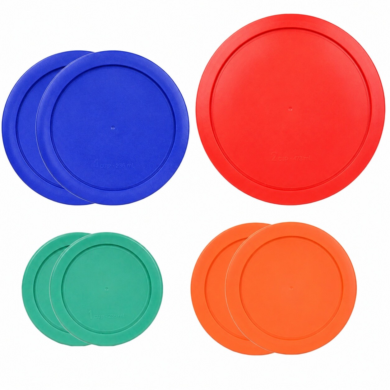 KIWDZFU  Food Storage Lids Set Includes Green Orange Cobalt Blue and Red Lids for Various Container Sizes Made in USA durable home and garden