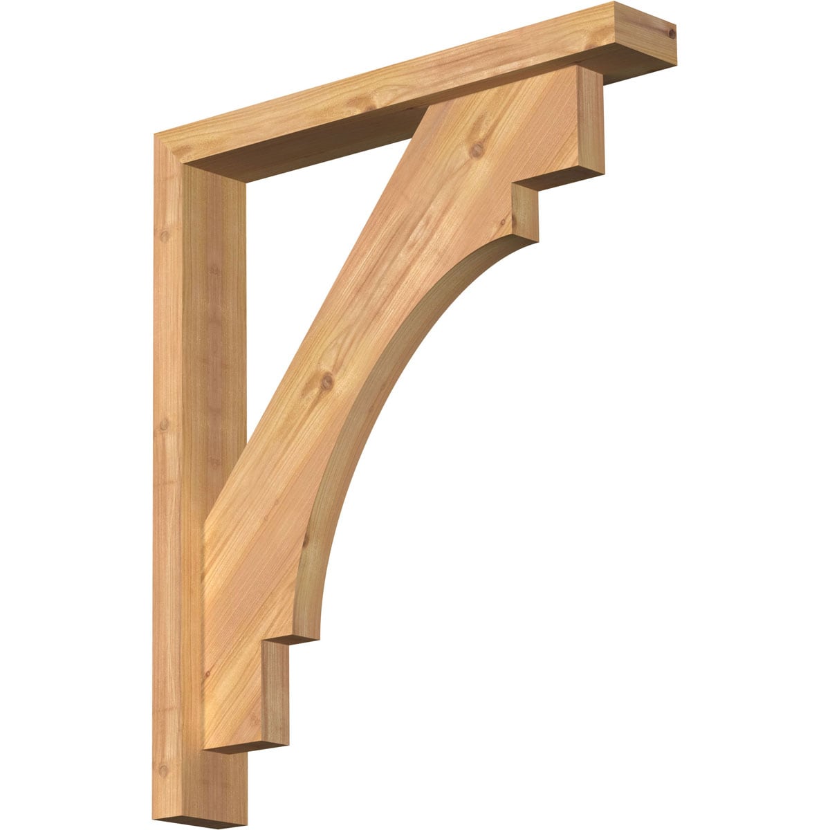Ekena Millwork 1463121 Merced Block Smooth Bracket with Offset Brace Western Red Cedar Wood Standard Bracket