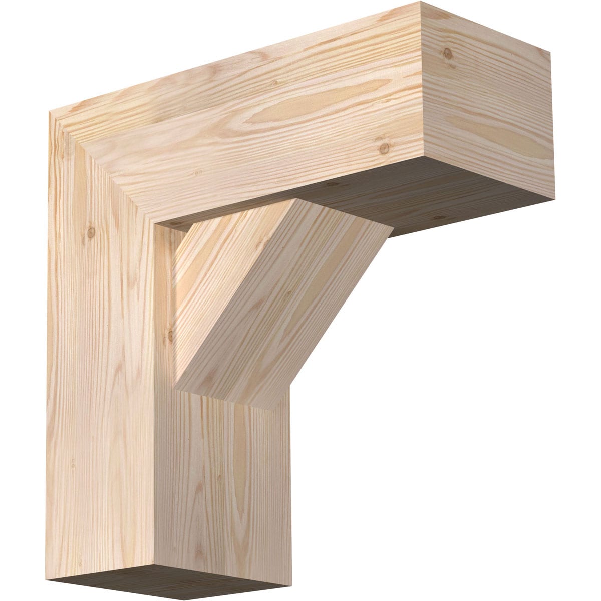 Ekena Millwork 1465063 Traditional block smooth bracket with offset brace 7-1/2-in x 18-in x 18-in Douglas fir Brown Wood Standard bracket