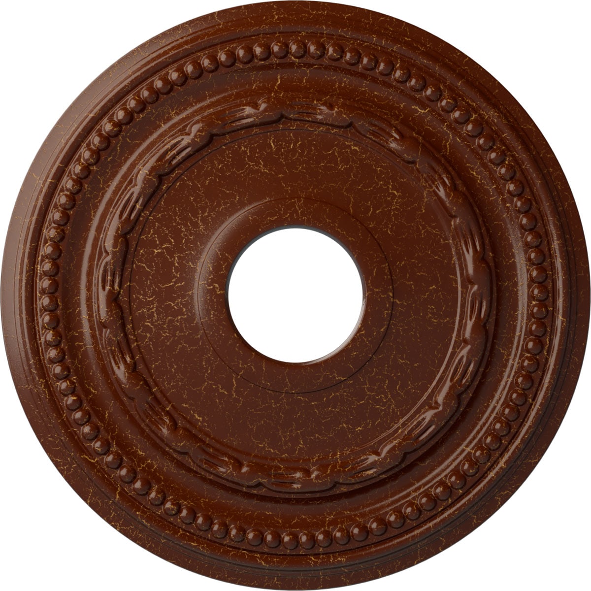 Ekena Millwork CM15FEBMC Federal 15.375-in W x 15.375-in L Painted Burnished Mahogany Crackle Polyurethane Whole Ceiling Medallion