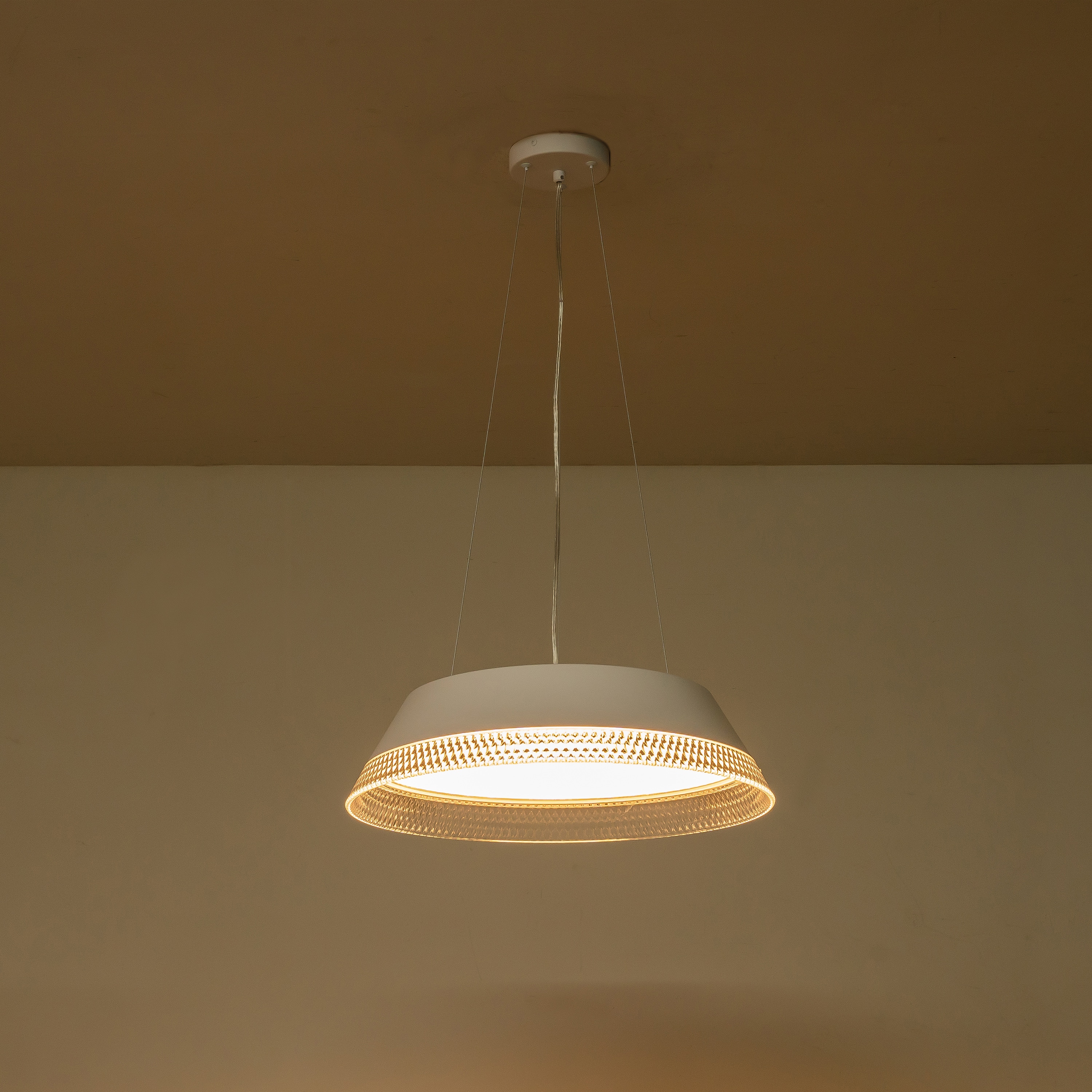 C Cattleya LCA2456-H 1 -Light Matte White Modern/contemporary Bowl Integrated LED Medium Hanging Pendant light