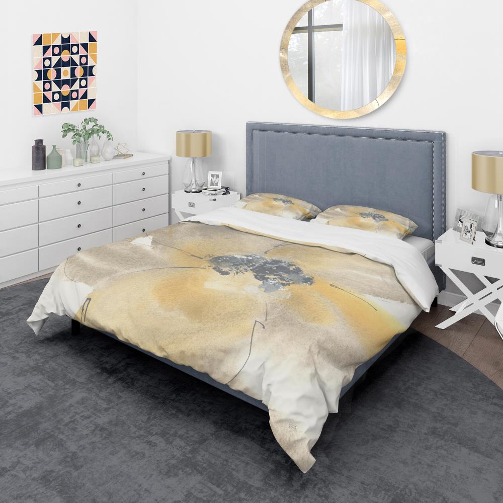 Designart BED30418-K 3 -Piece Yellow King Duvet cover Set