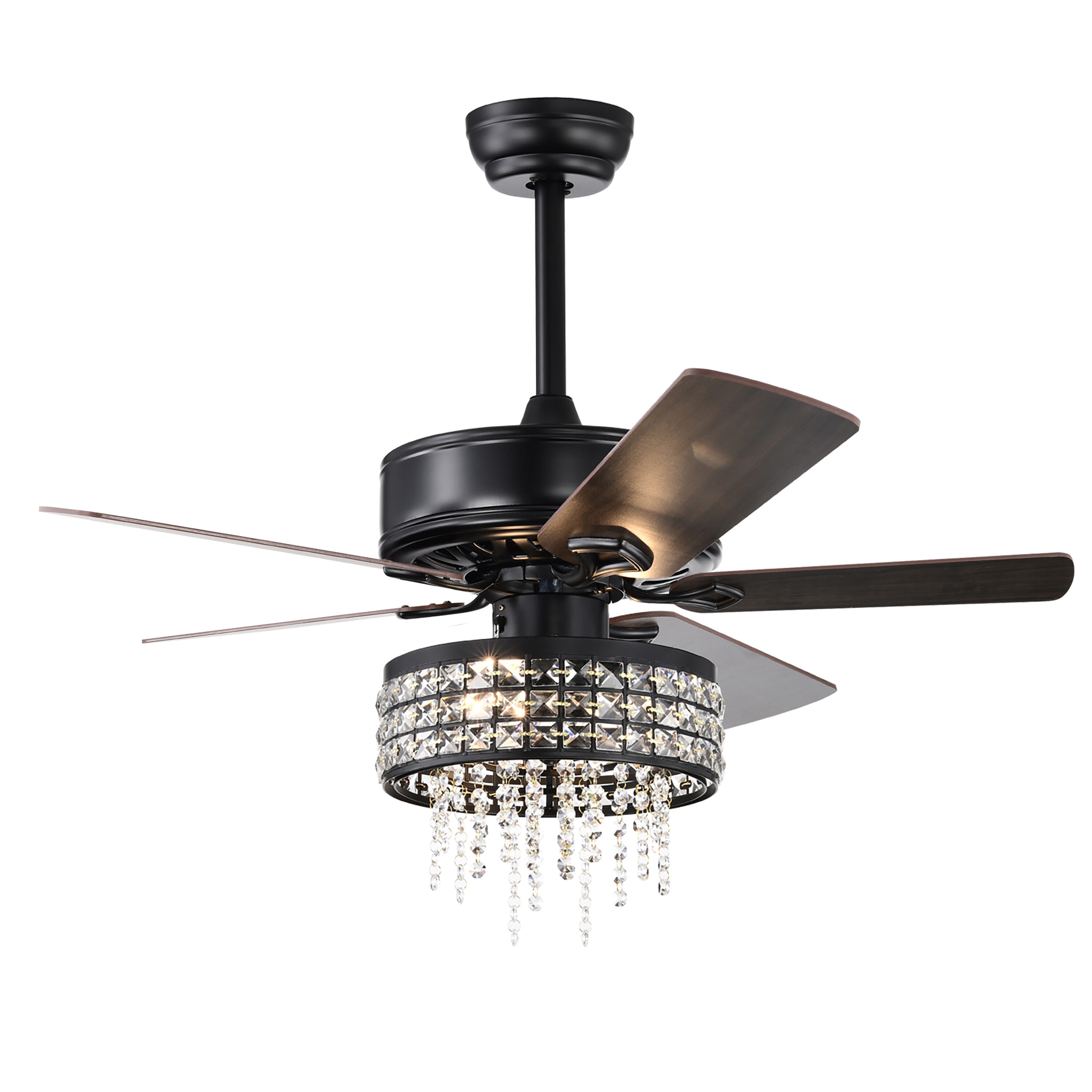 BANSA ROSE HM-SJ5204ACBK 52-in Outdoor Black with Plywood Blades Chandelier Ceiling Fan Without Light - Remote Included ( 5 -Blade )