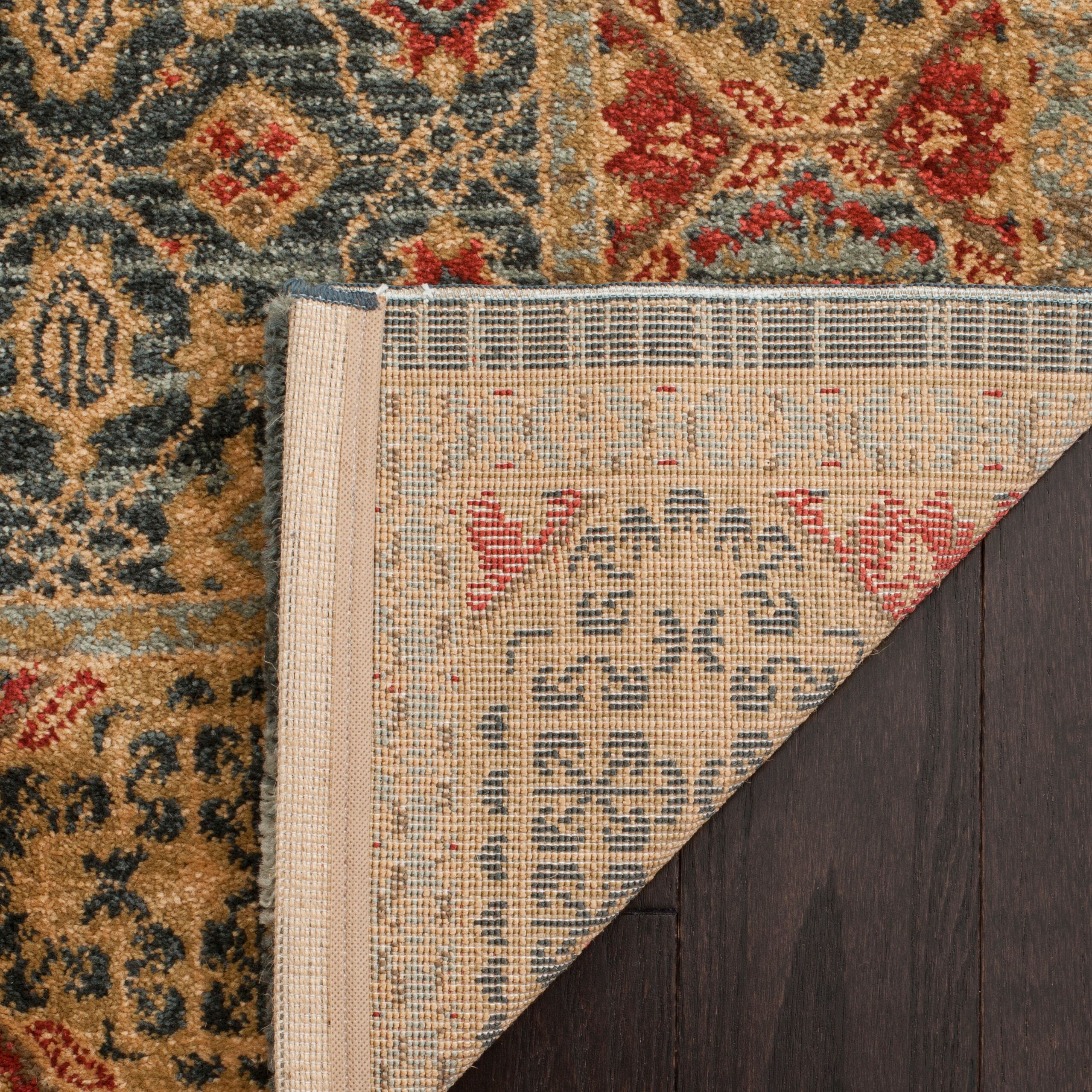 Light Blue and Red Synthetic Reversible Area Rug 4' x 5'7"