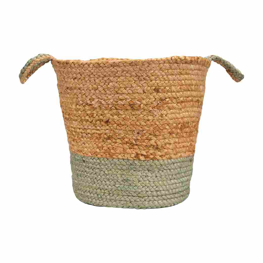 LR Home 7777A8084934J8 ( 17-in W x 15-in H x 17-in D ) Natural/Tan/Seafoam Jute Basket