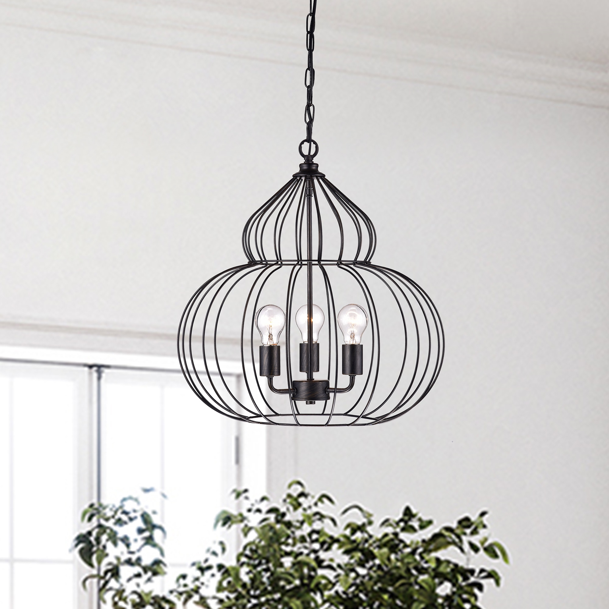 KINWELL BSC-GS026 Modern Chandelier 3 -Light Black Modern/contemporary For Use in Bedrooms, Dining Rooms, Foyers, Kitchens, Living Rooms Chandelier